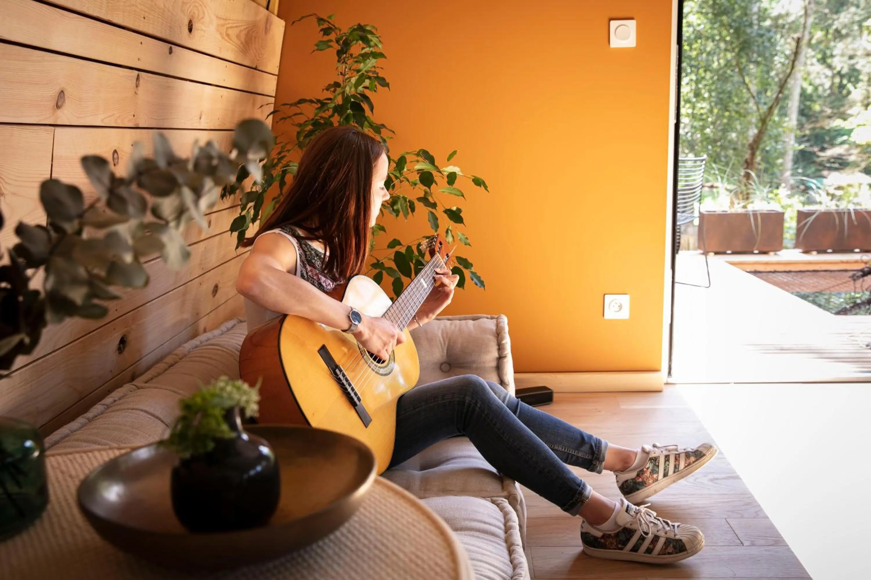 Living room in Bain de forêt - Lodges Cosy & Spa