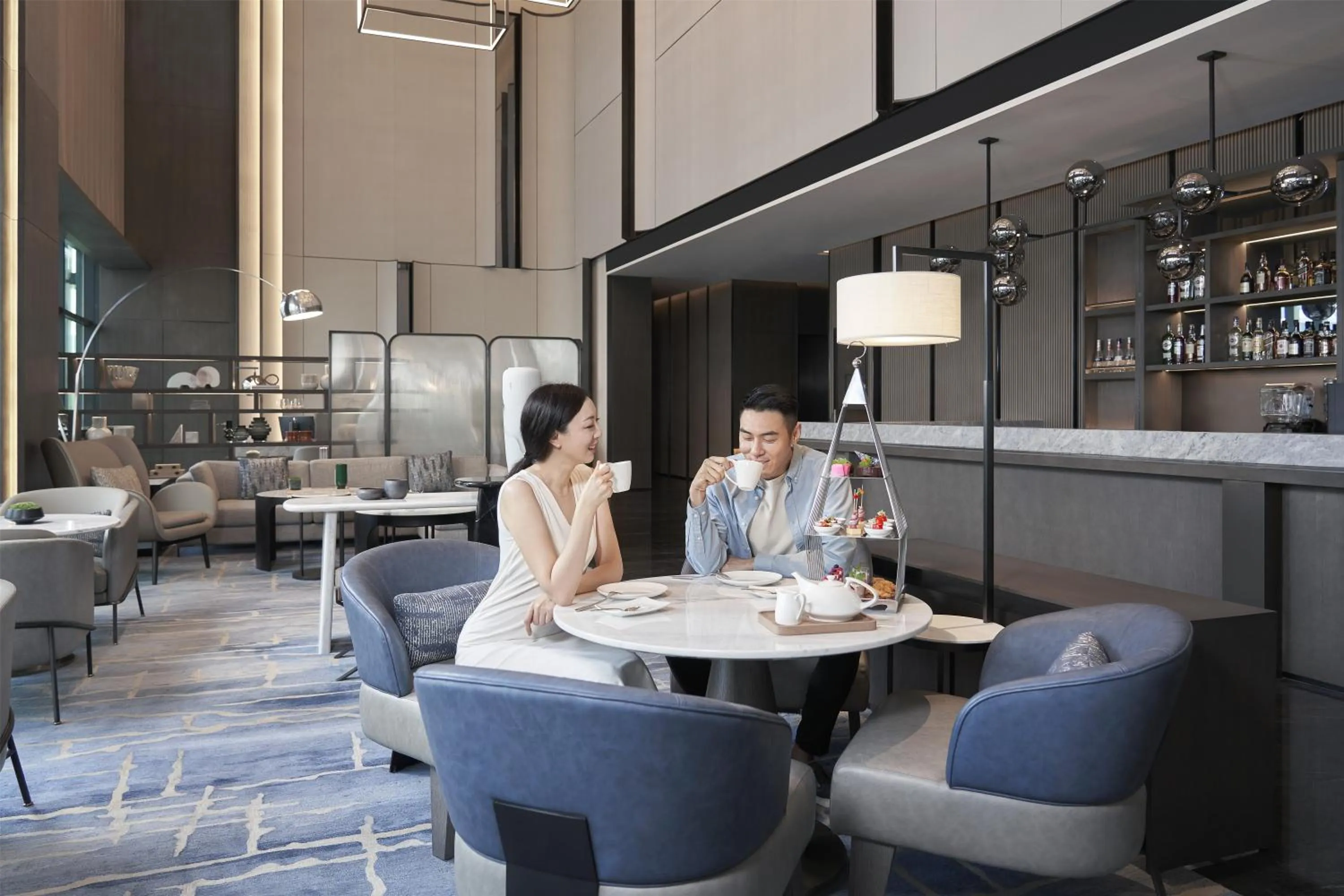 Lounge or bar in The Meixi Lake, Changsha Marriott Executive Apartments
