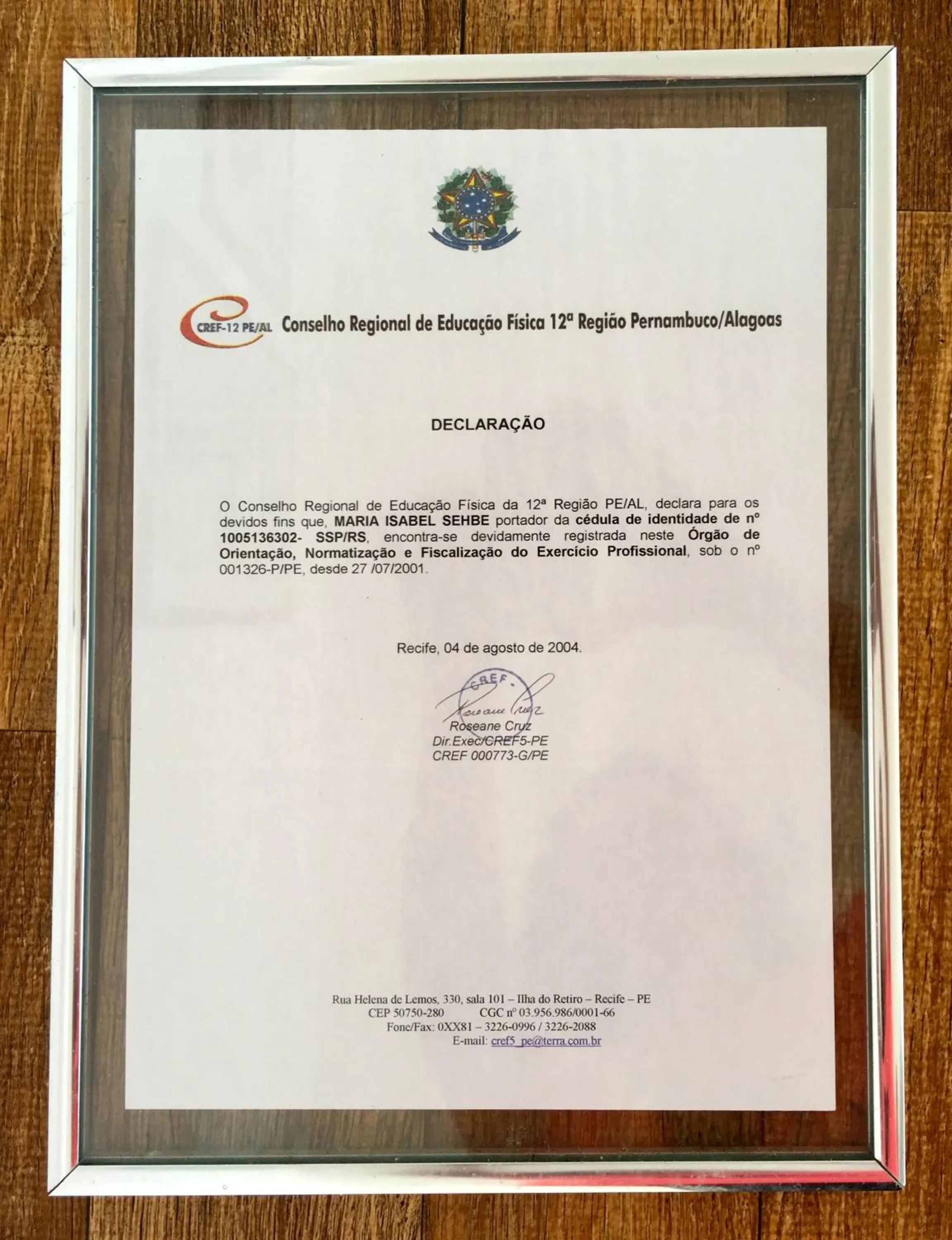 Certificate/Award in Pousada Ecohar Yoga