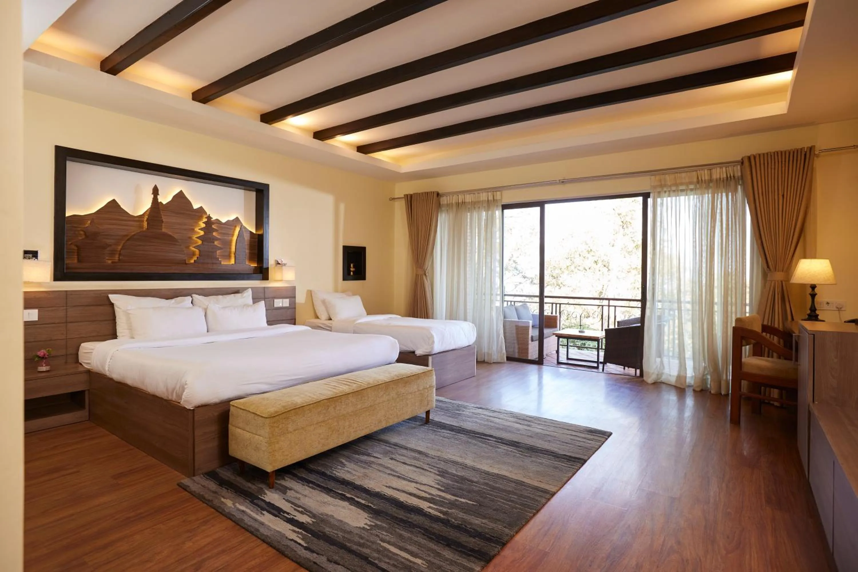 Bed in Dhulikhel Lodge Resort