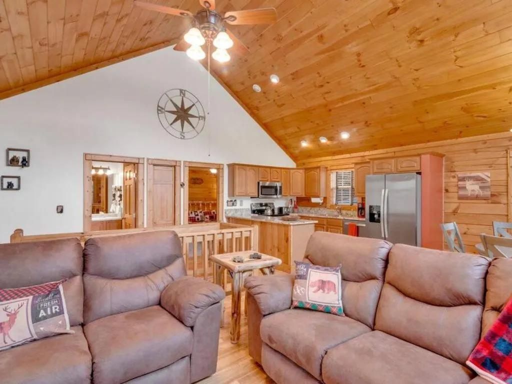 Living room in Soco Serene Cabin in the Heart of Maggie Valley