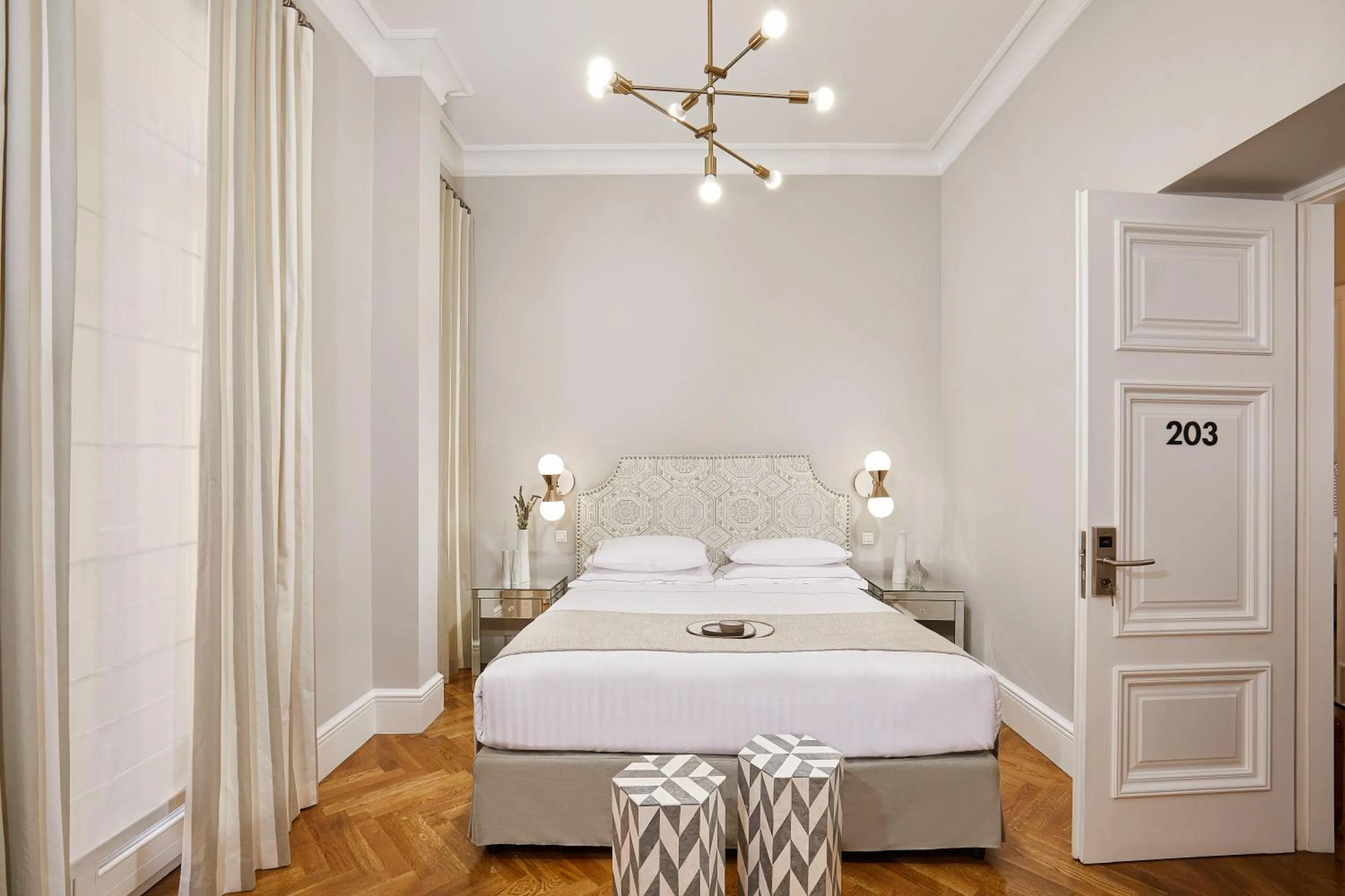 Bed in MiraMe Athens Boutique Hotel