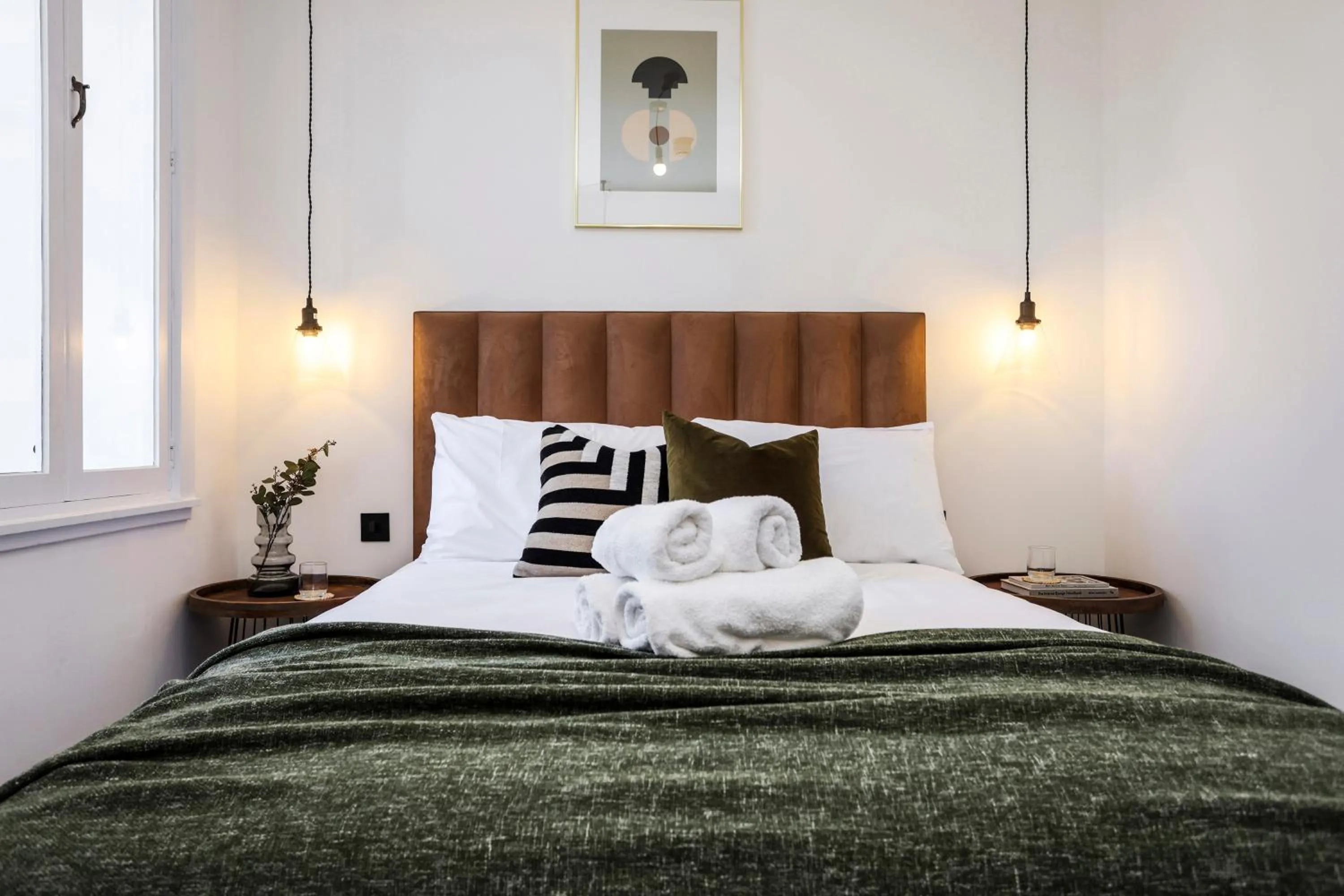 Bed in The Brewers Rooms Contemporary Aparthotel