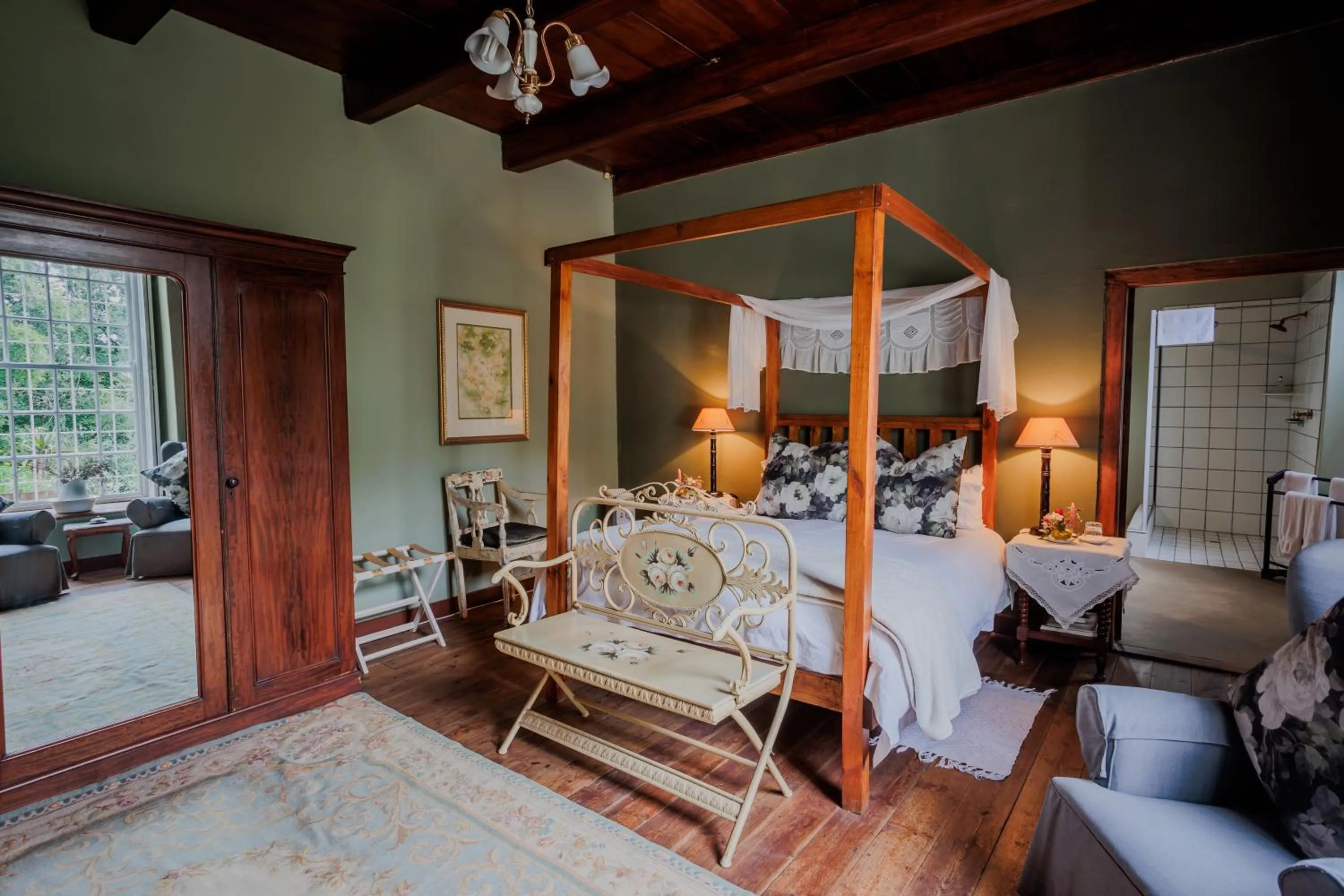 Bed in Moolmanshof 1798, Traditional Cape Dutch H-Shaped Farmhouse