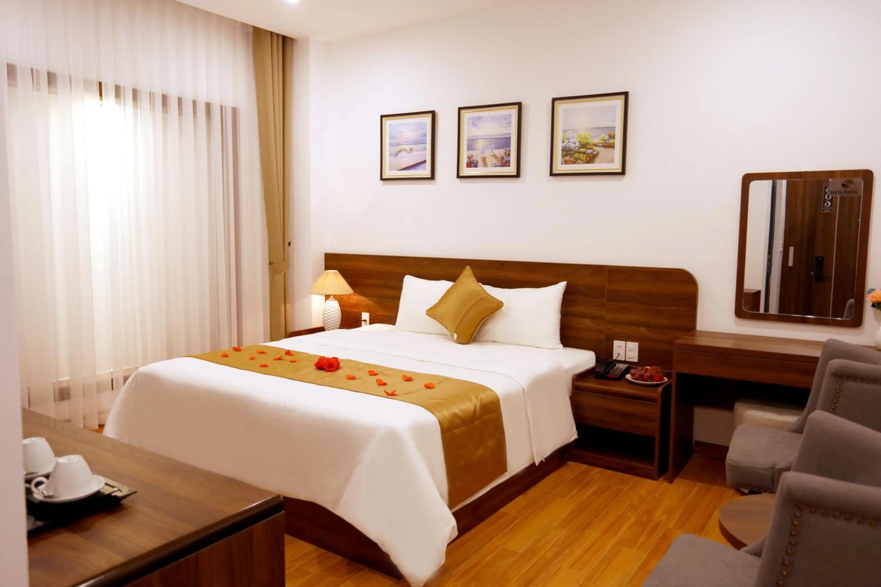 Bed in Silk River Hotel Ha Giang