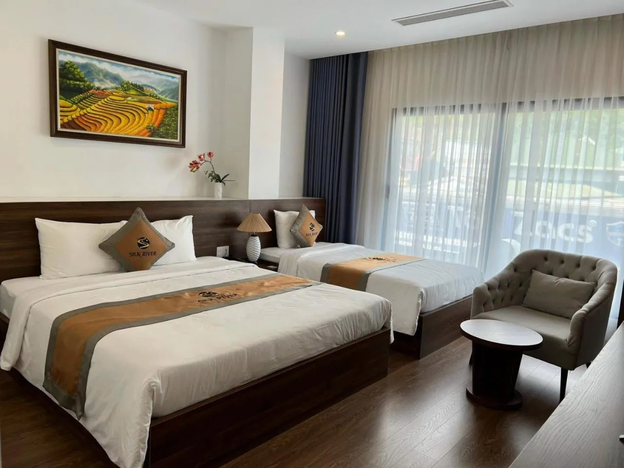Bed in Silk River Hotel Ha Giang