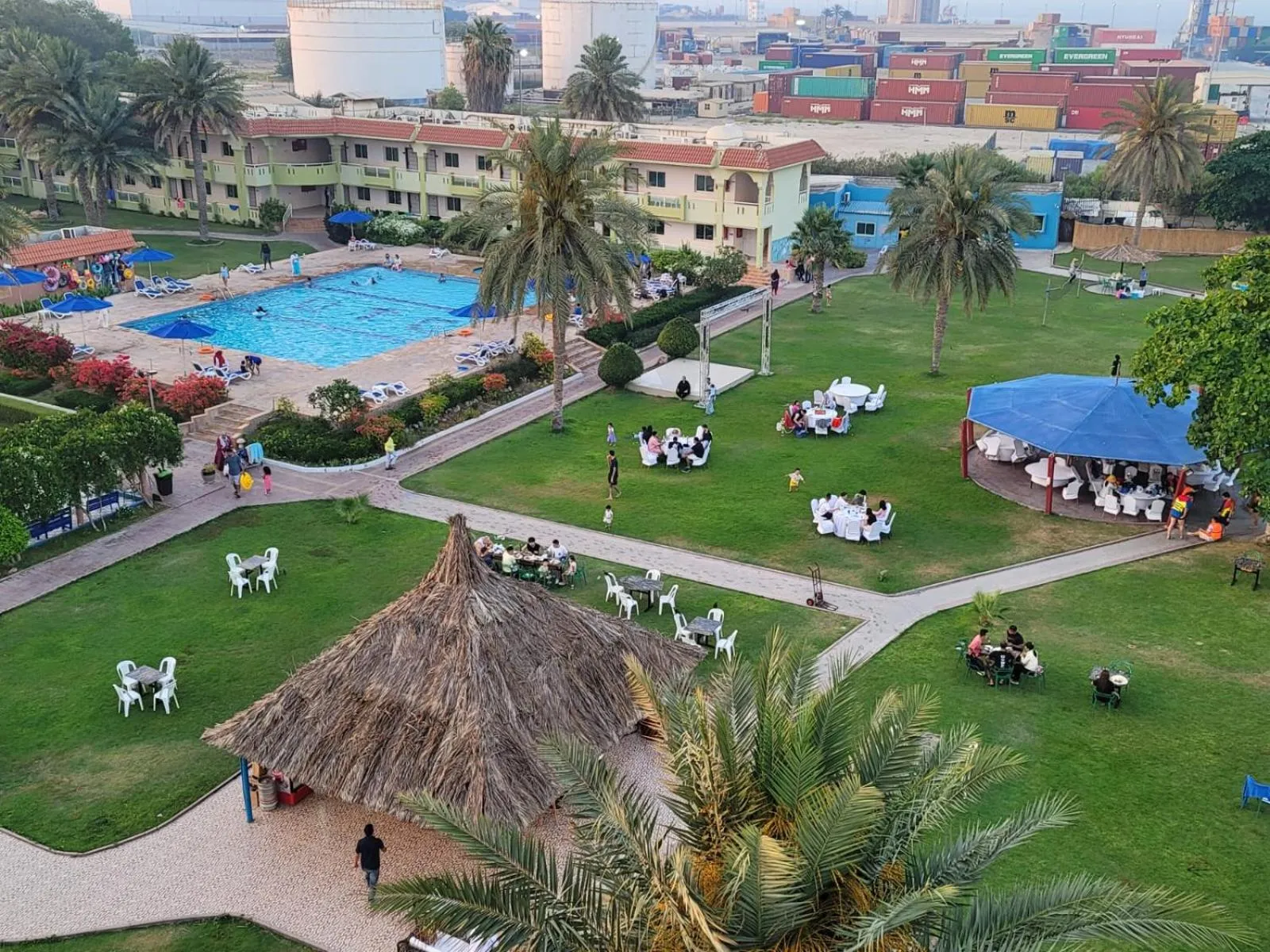 People in Flamingo Beach Hotel