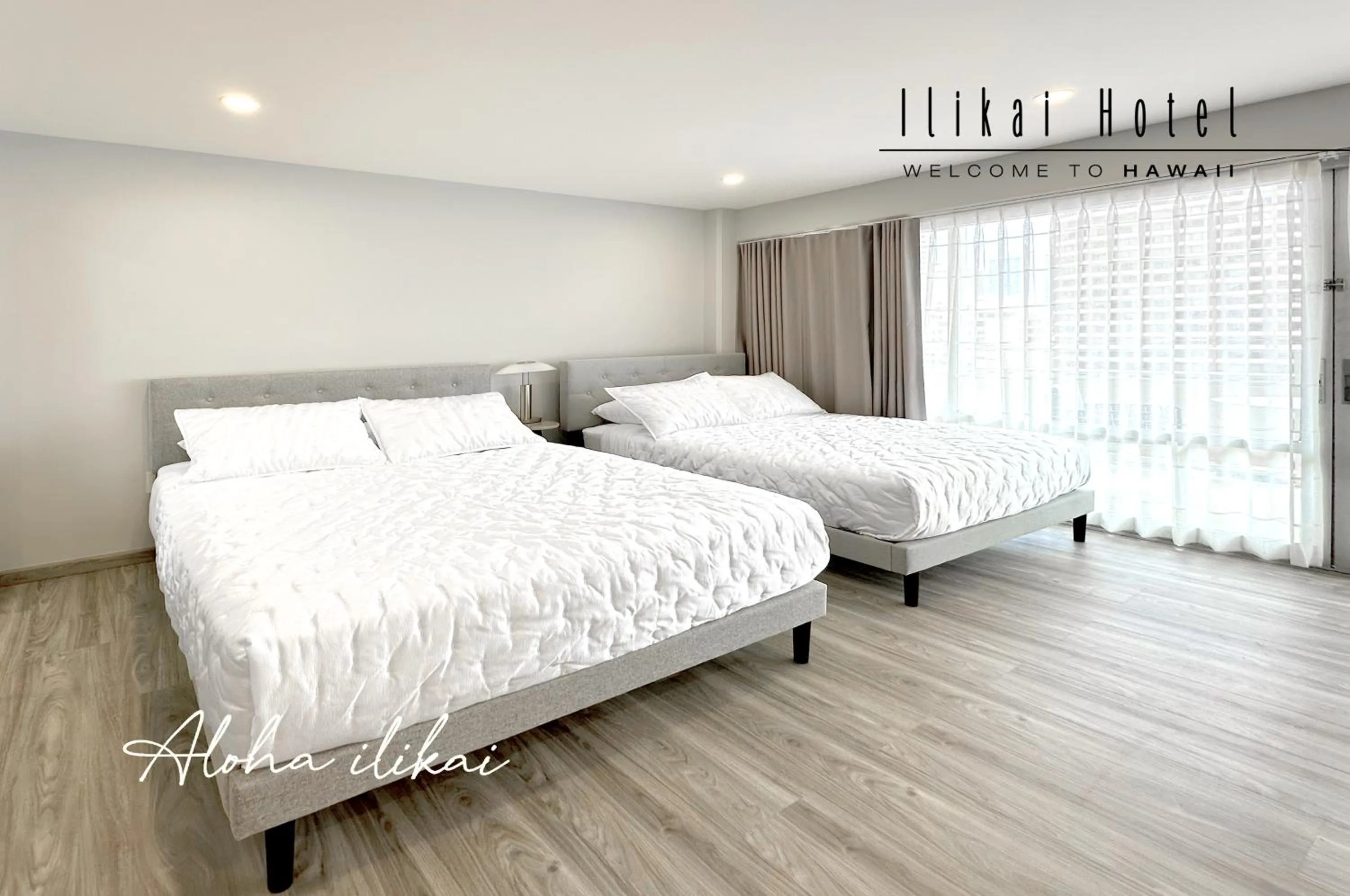 Bed in New Aloha Waikiki Ilikai Hotel Condo Free Parking