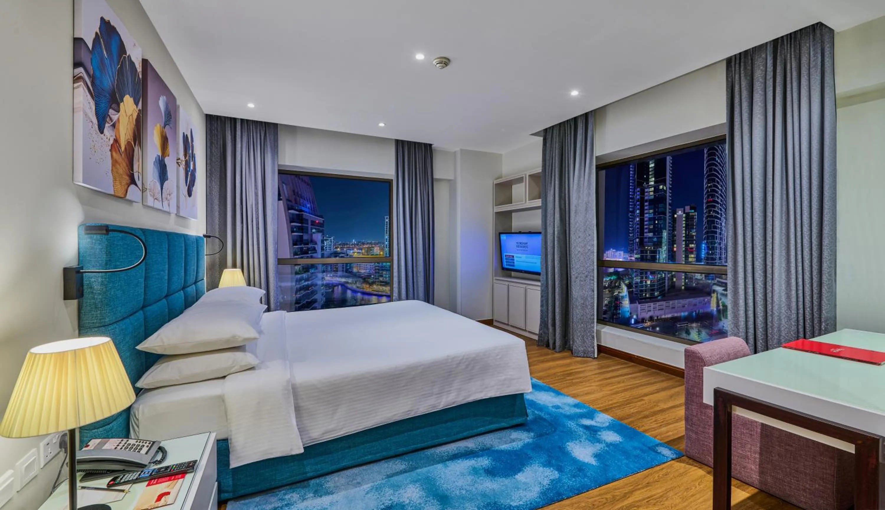 View (from property/room), Bed in Ramada Hotel, Suites and Apartments by Wyndham Dubai JBR