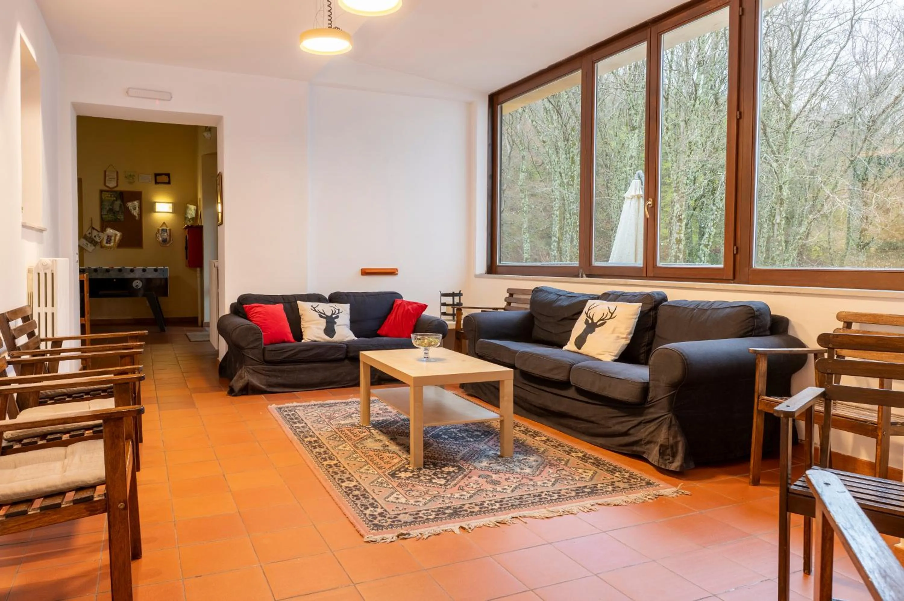 Seating area in Rifugio Giuliano Marini