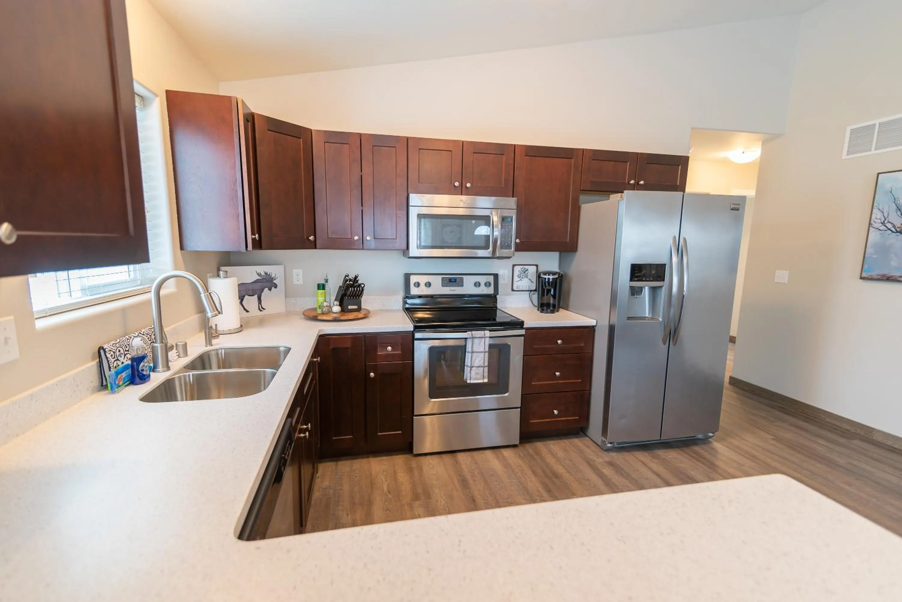 Kitchen or kitchenette in Susitna Suites