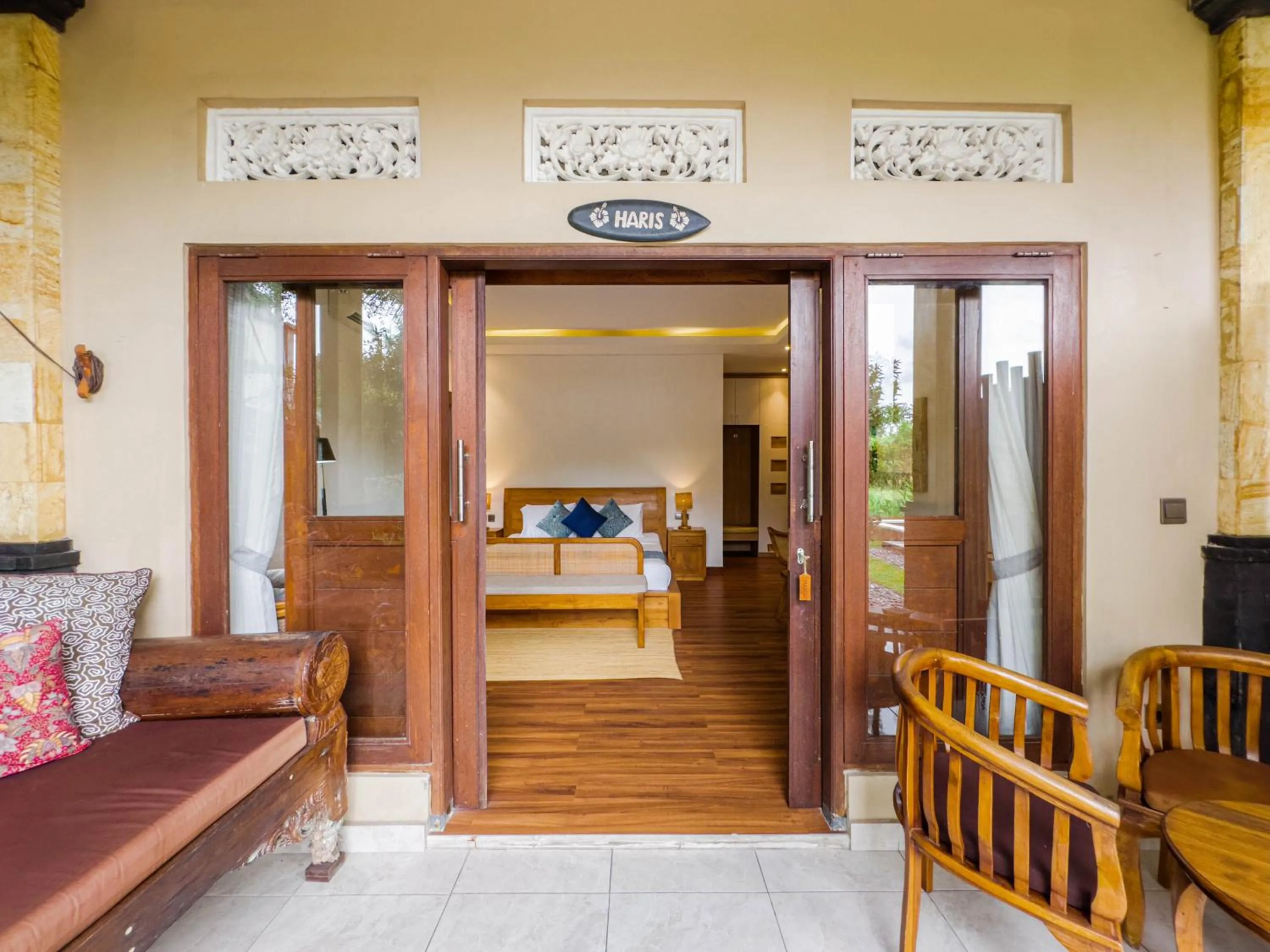 Seating area in Ubud Shanti Rice Field House By Supala