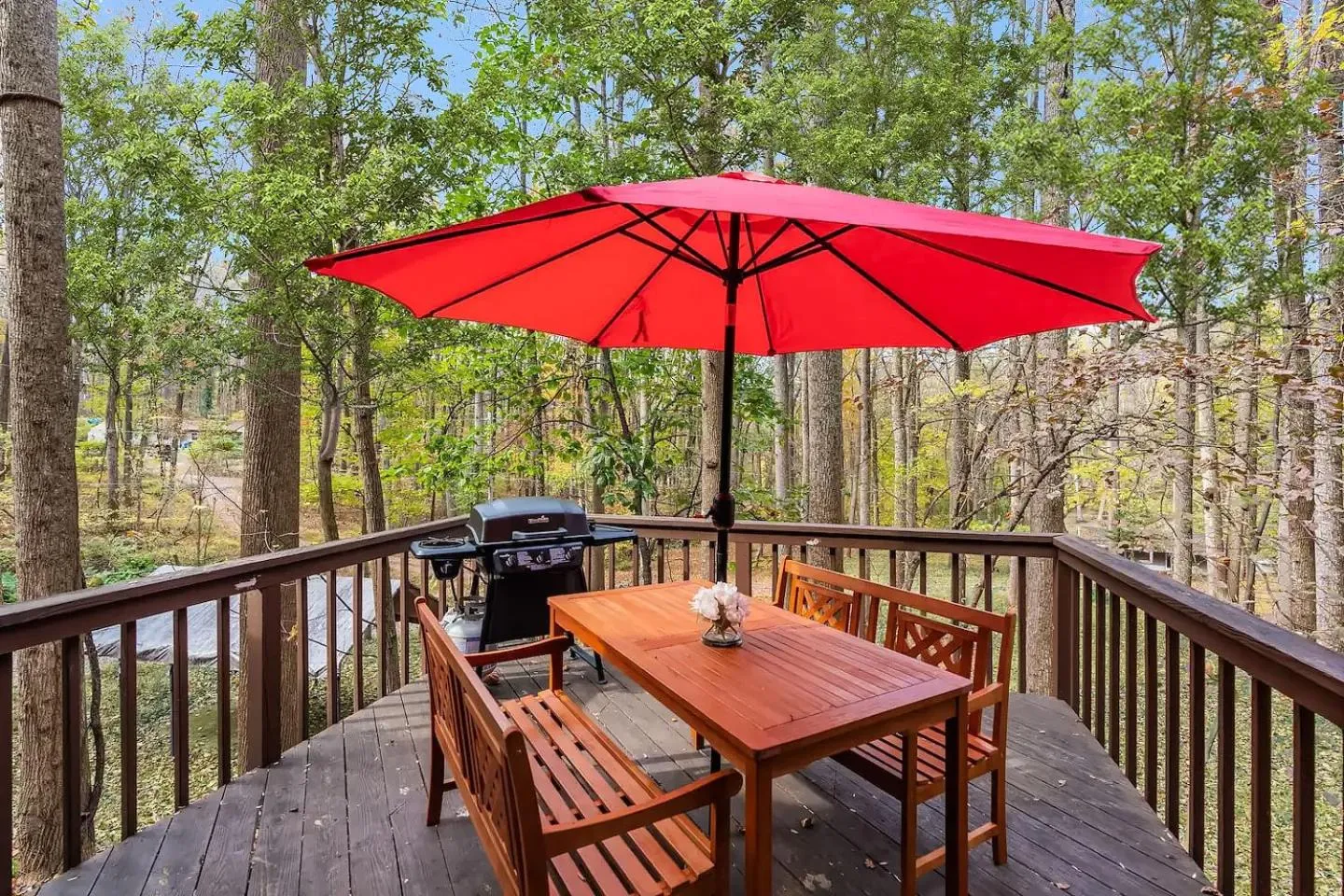 Balcony/Terrace in Hot Tub, Deck&Grill, Game Room, WiFi at Cute Cabin