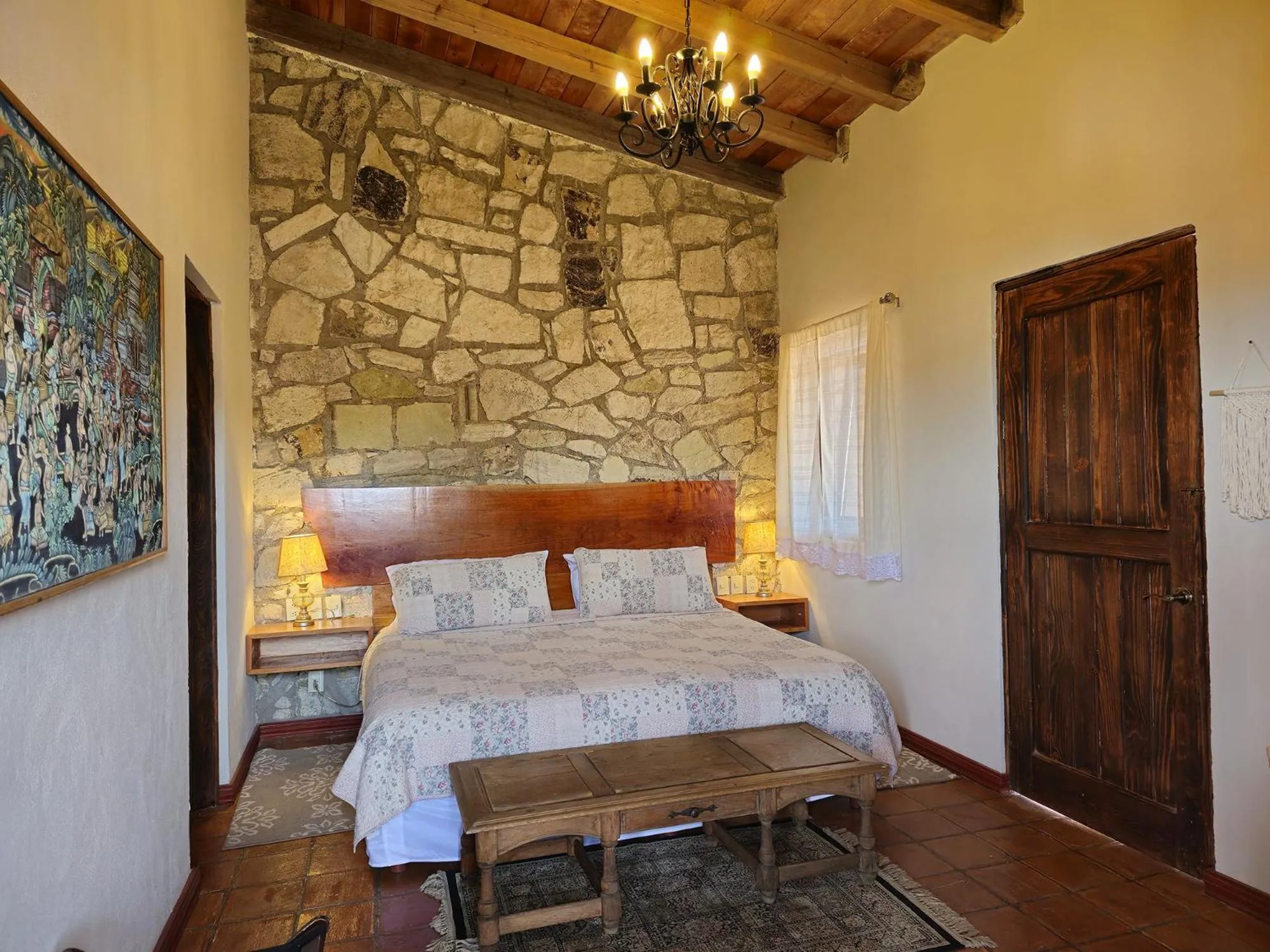 Bed in La Casa Azul Huasca & Restaurante La Terraza