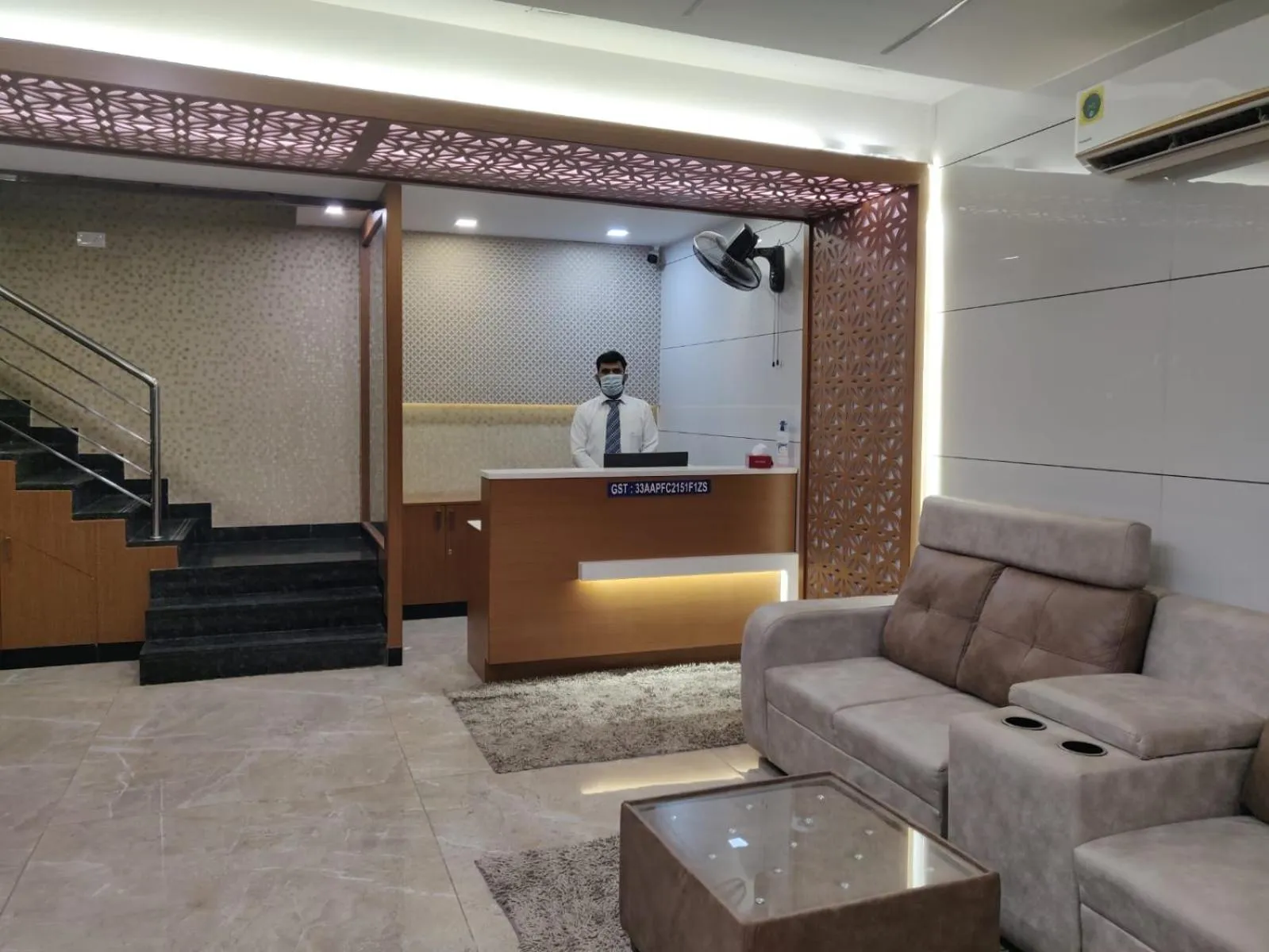 Lobby or reception in century courtyard