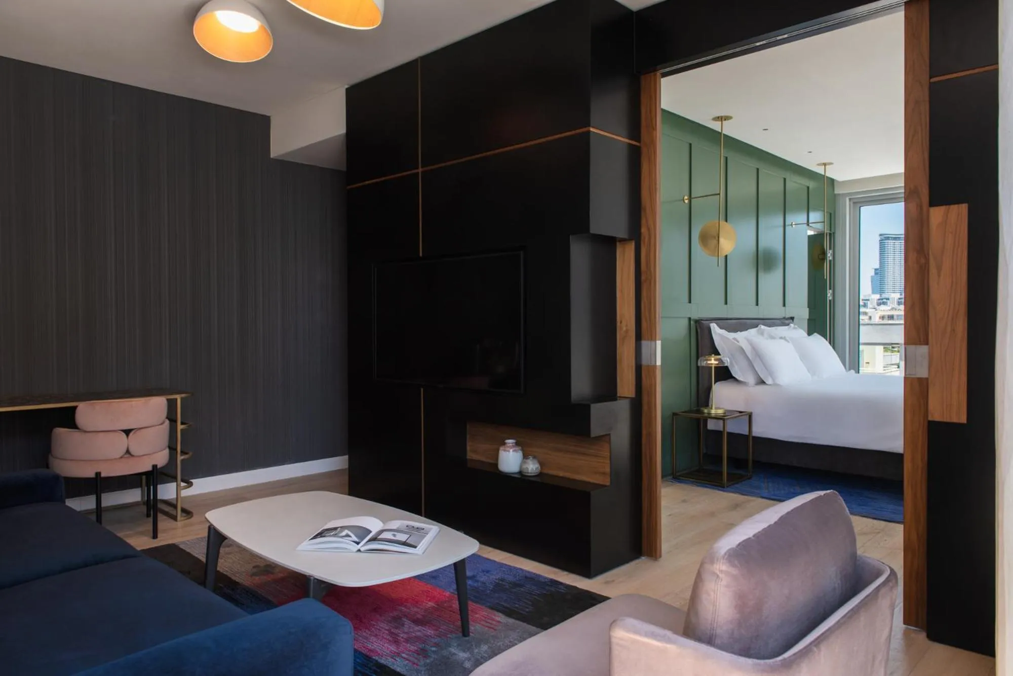 Living room, Bed in Ink Hotel Tel Aviv