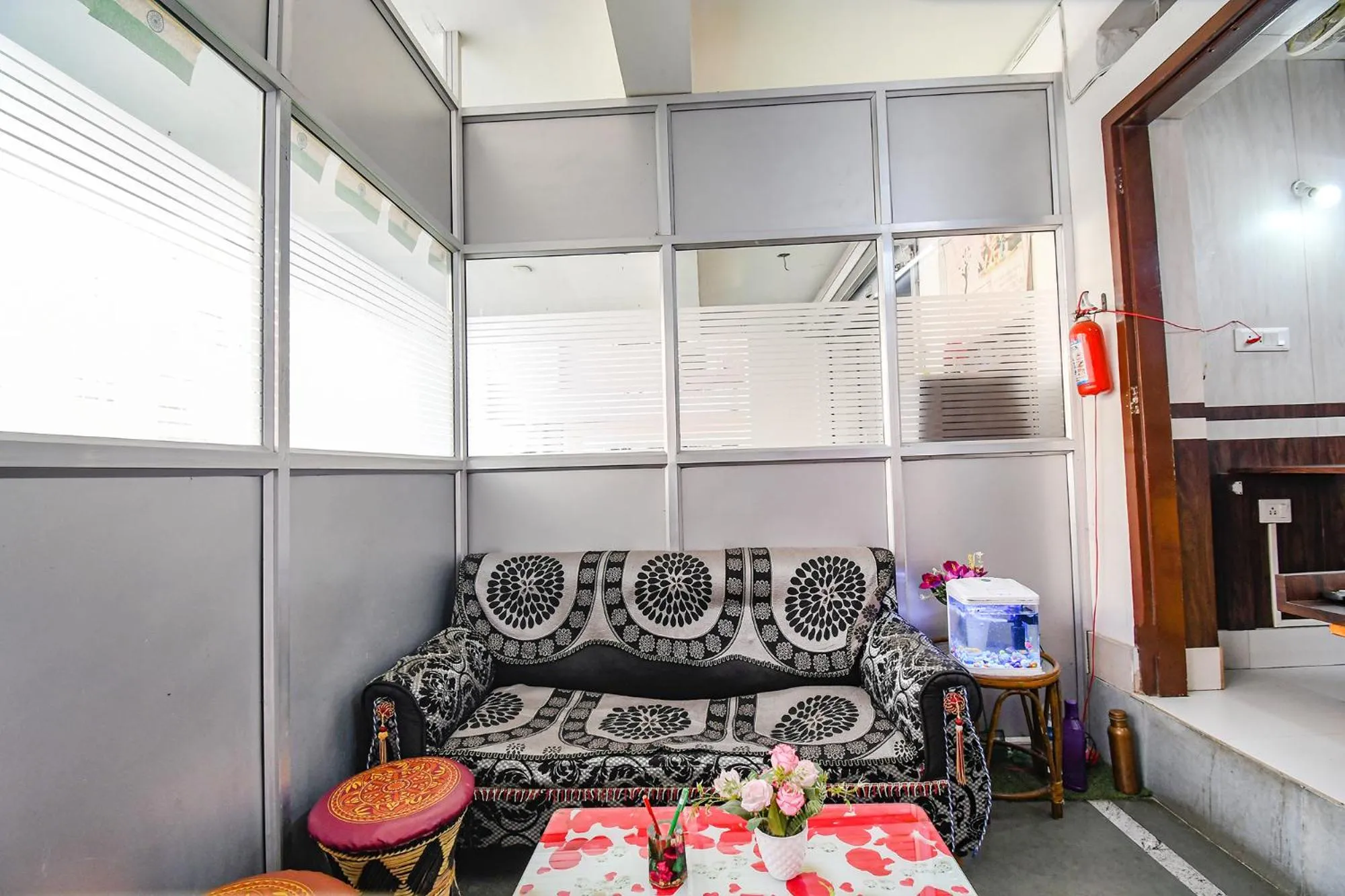 Seating area, Bed in FabHotel New Annapurna Plaza - Nr Axis Mall