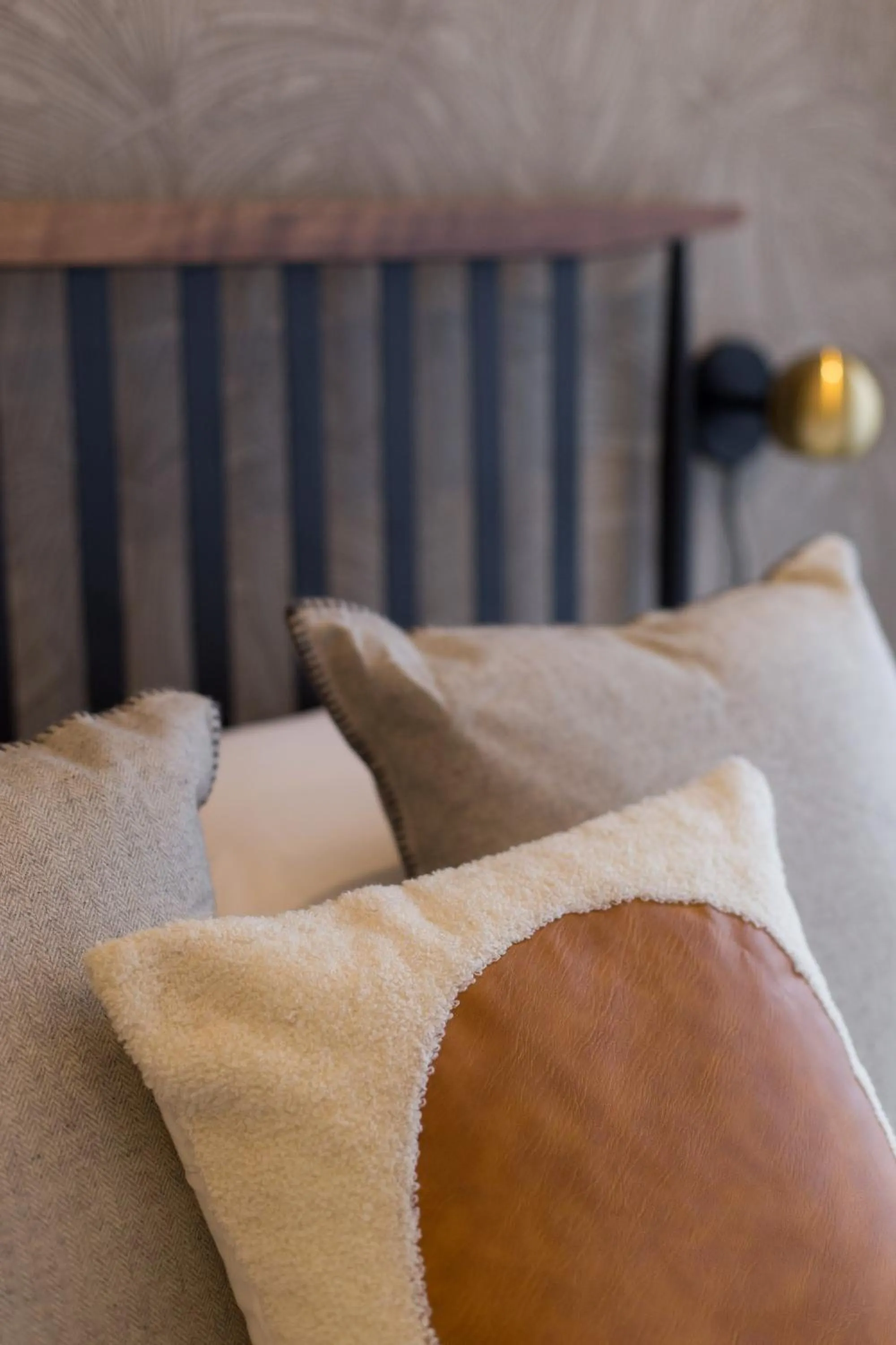 Bed in Scandinavian Studio with Full Kitchen and Bath by Den Stays