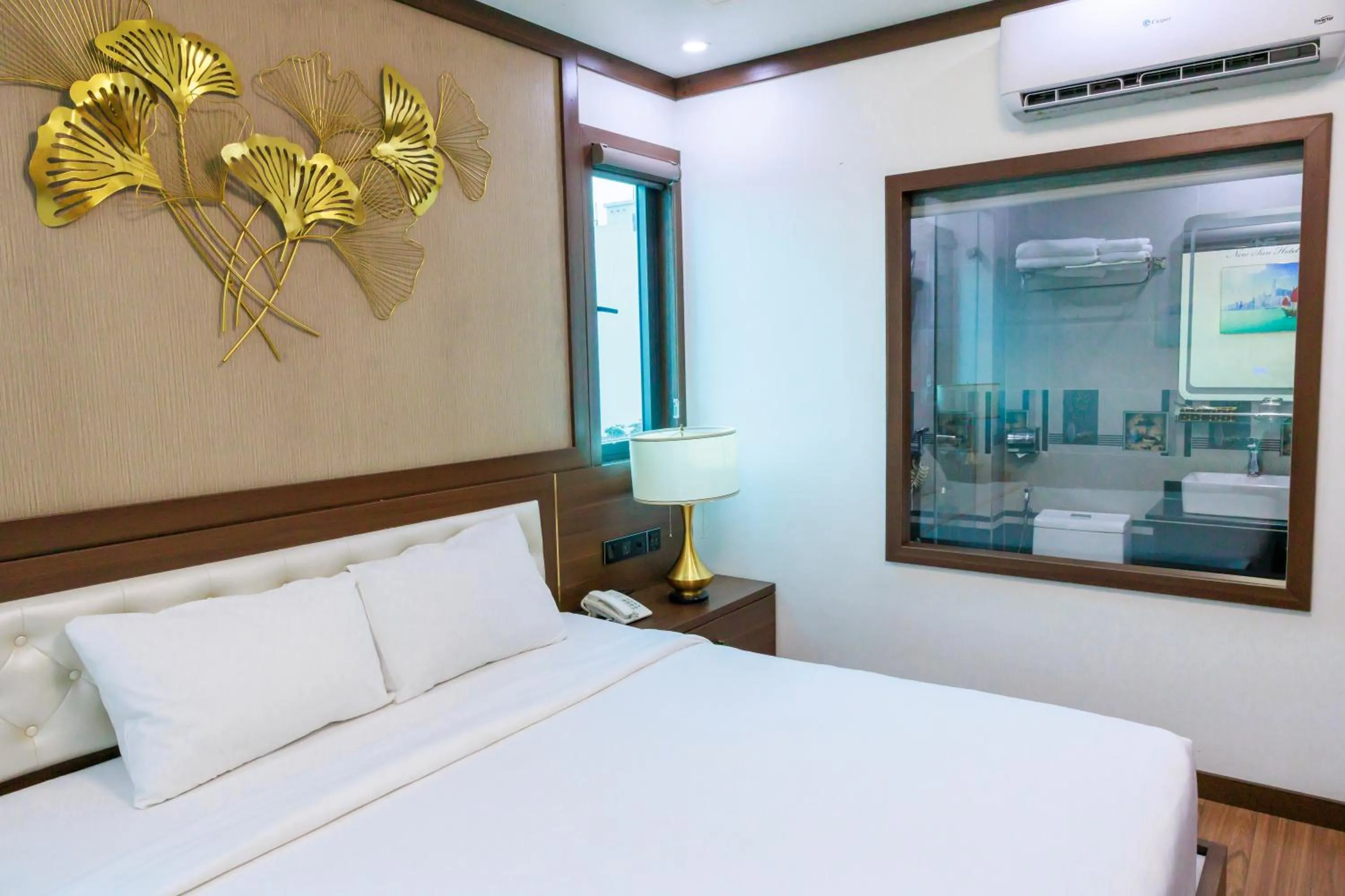 air conditioner, Bed in New Sun Móng Cái Hotel