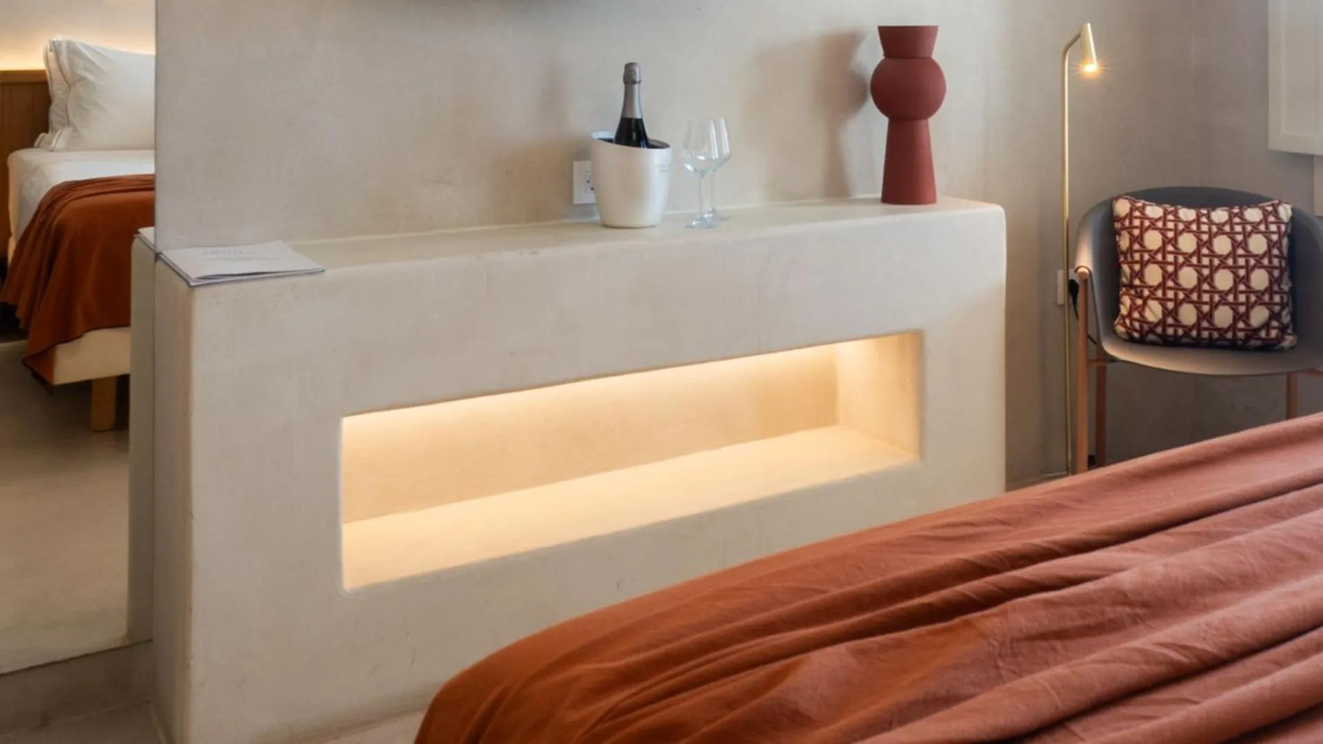 Bed in Apeiron Blue Santorini - Sustainable Adults Only 14 Plus