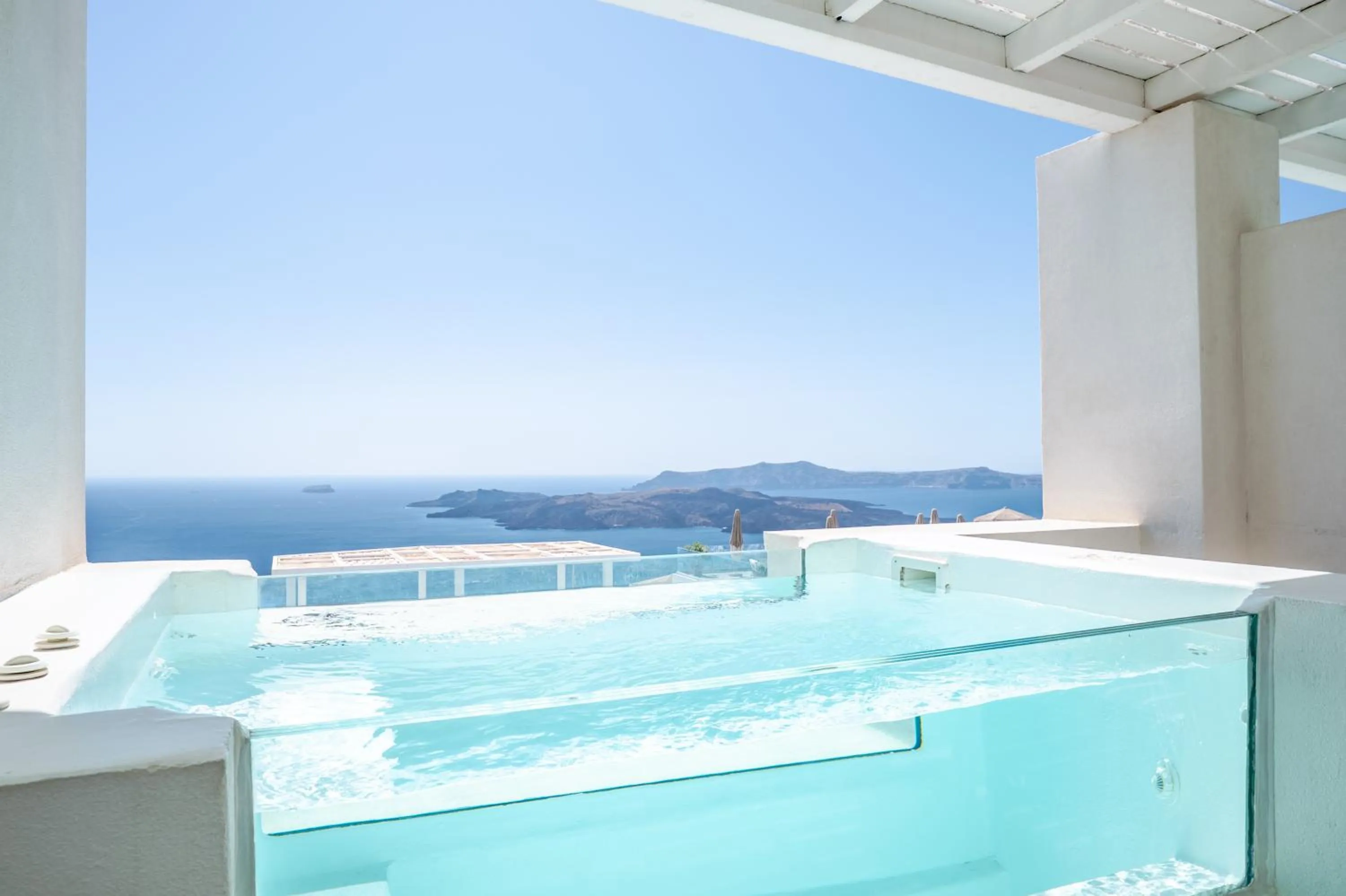 Crystal Deluxe Room with Hot Tub & Caldera View in Apeiron Blue Santorini - Sustainable Adults Only 14 Plus