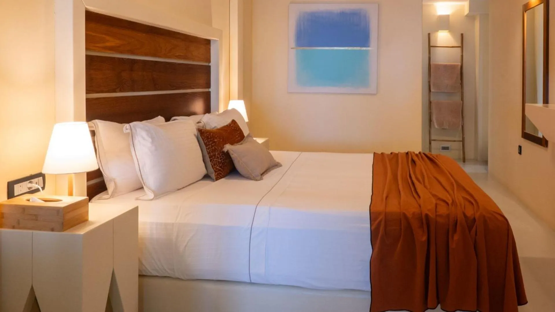 Bed in Apeiron Blue Santorini - Sustainable Adults Only 14 Plus