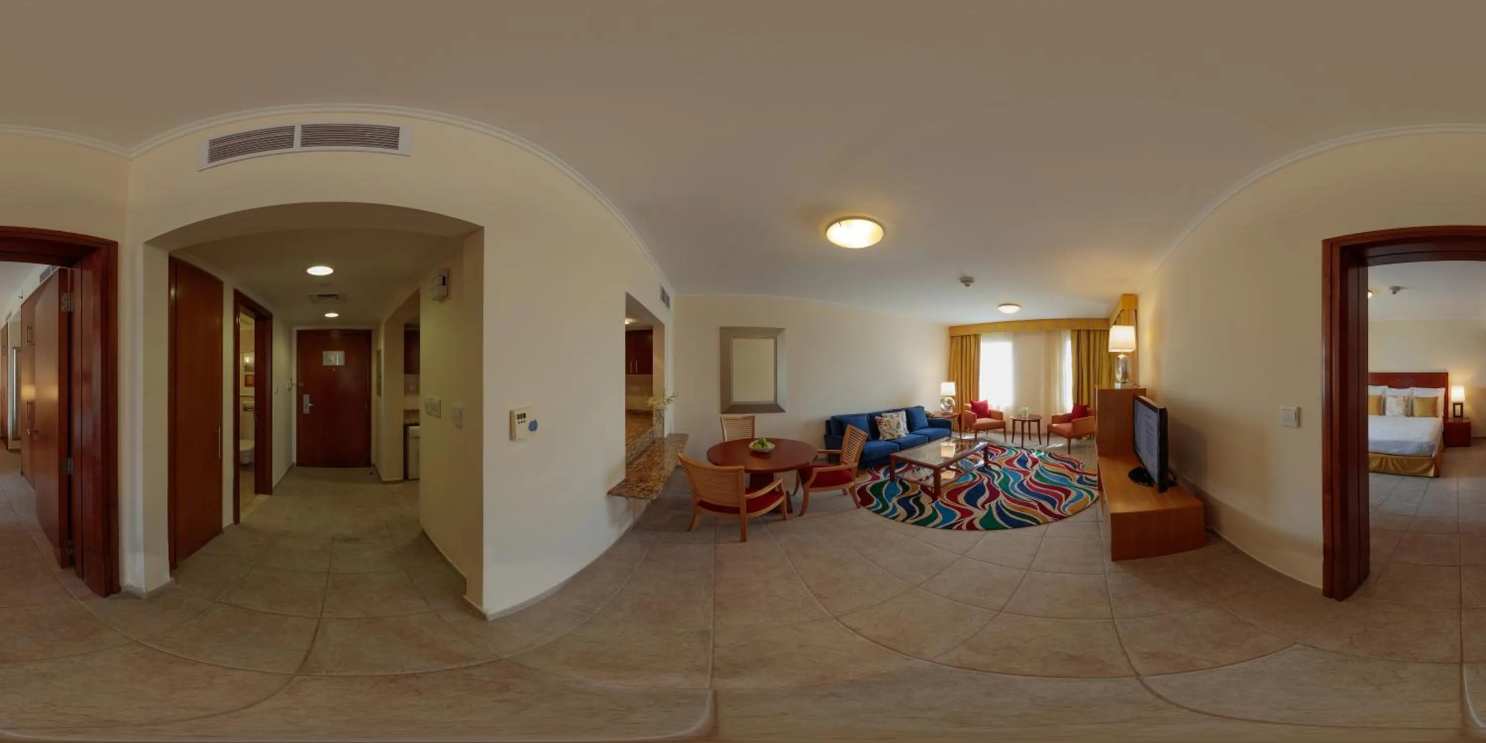 Living room, Bed in Copthorne Lakeview Executive Apartments Dubai, Green Community