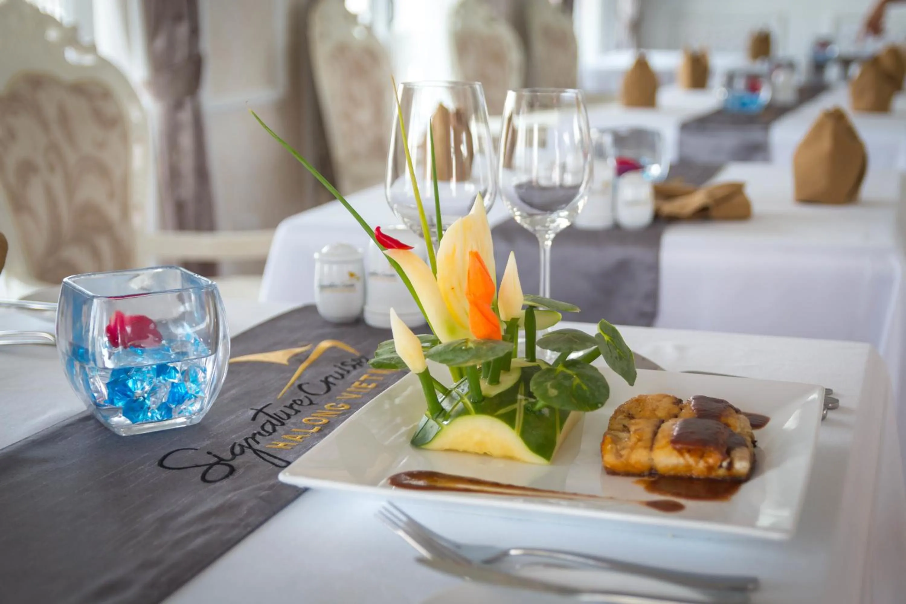Dining area in Signature Halong Cruise