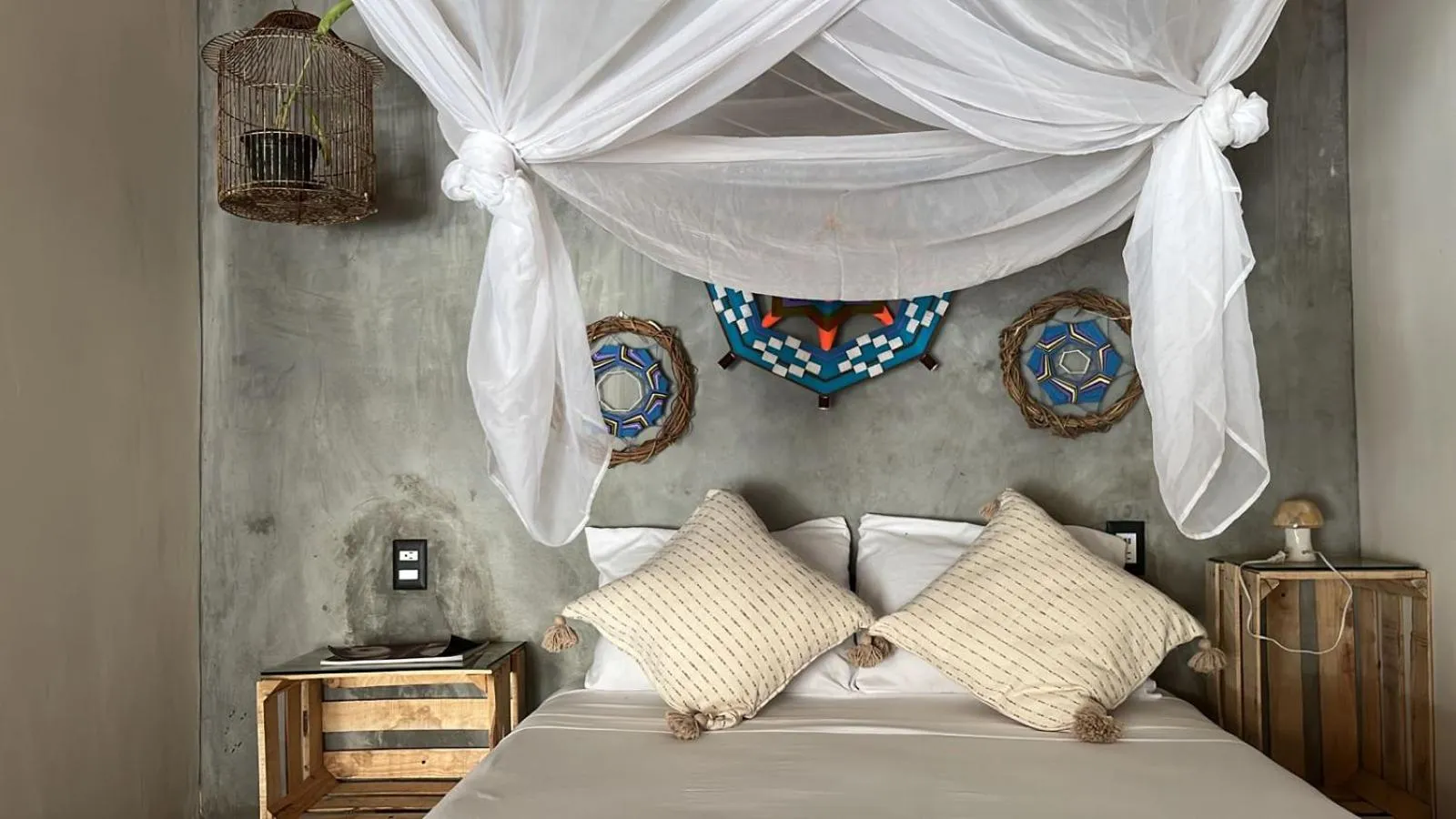 Bed in Cabañas Sicarú Mazunte