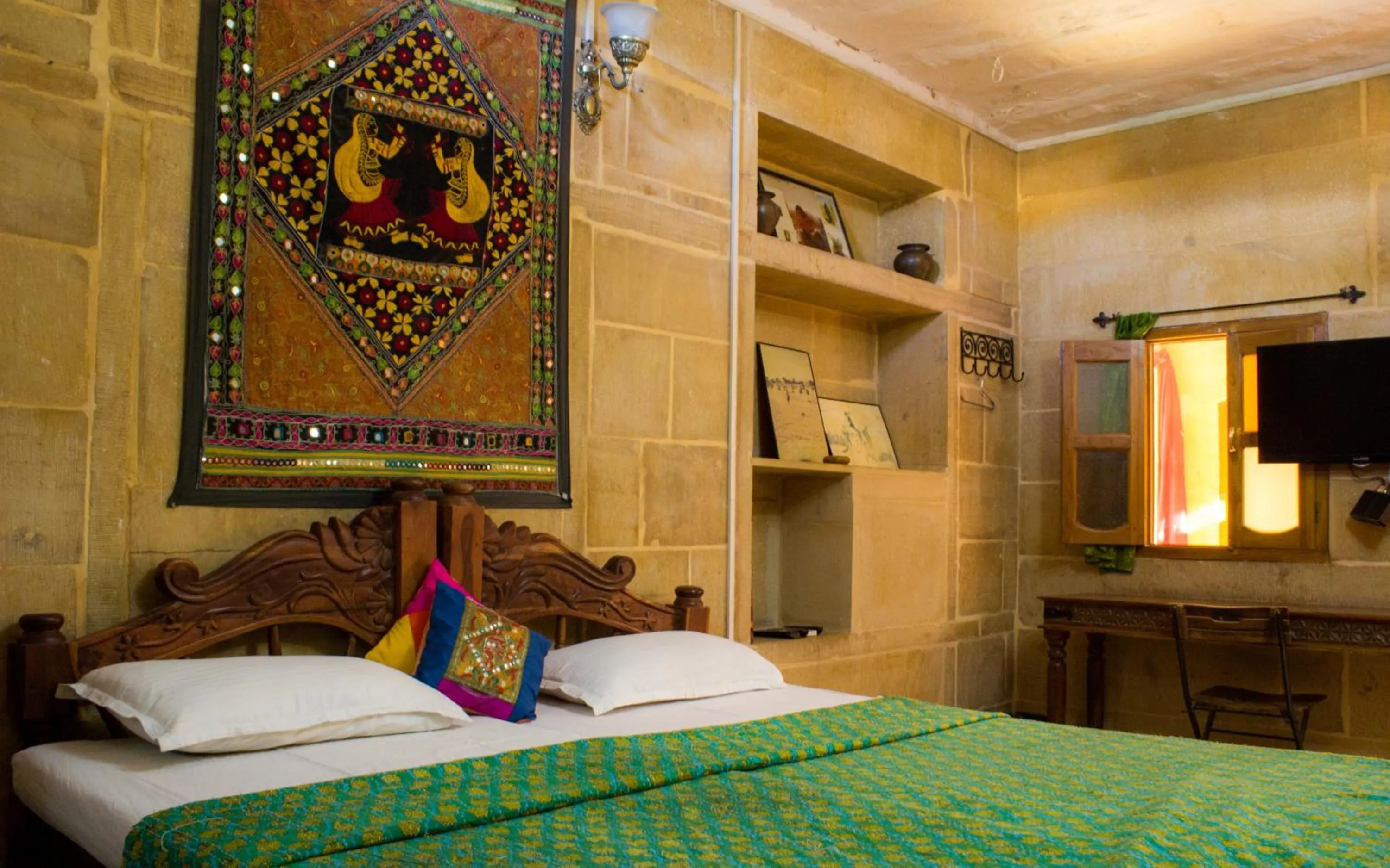 Bed in Shahi Palace Hotel Jaisalmer