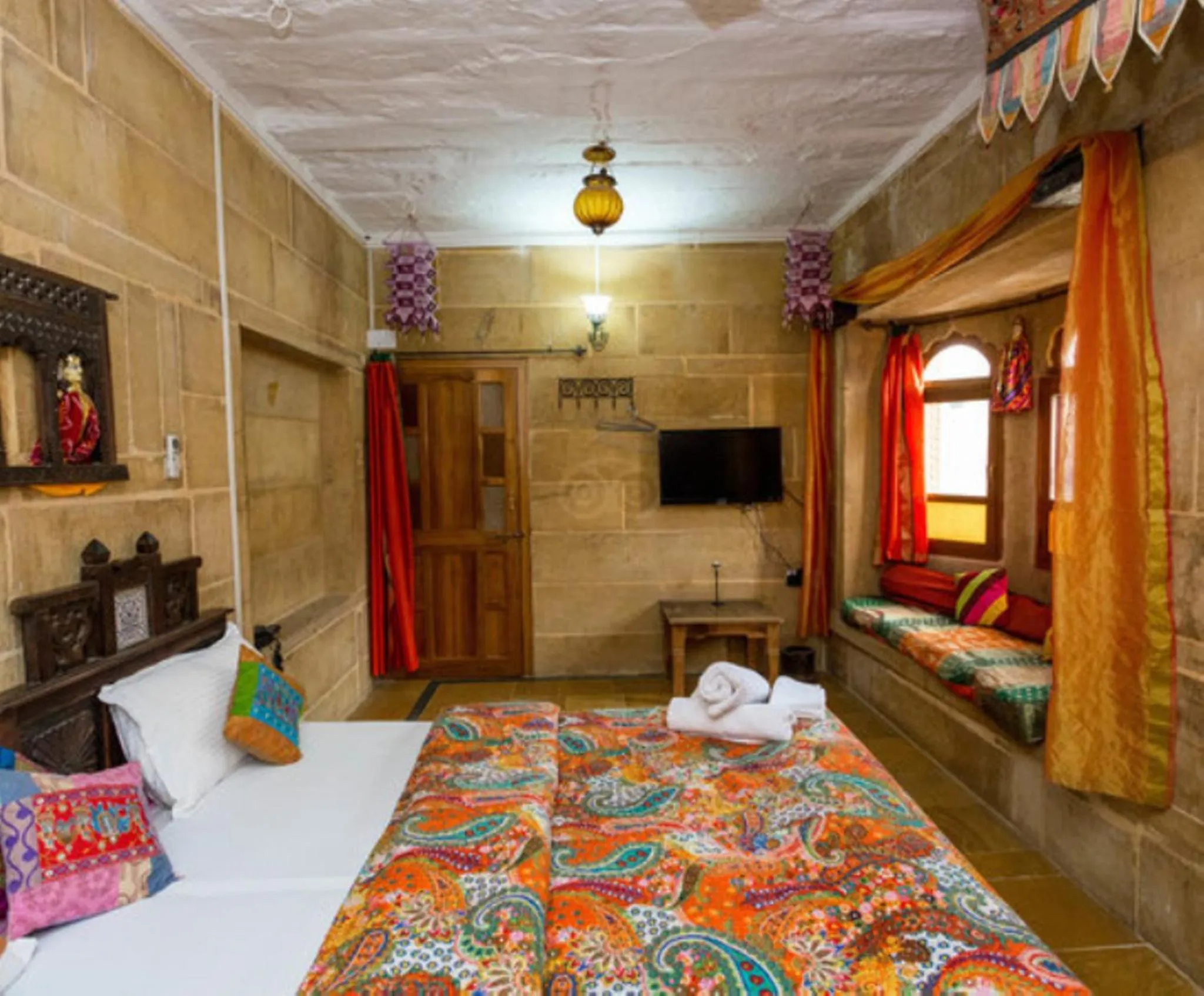Bed in Shahi Palace Hotel Jaisalmer