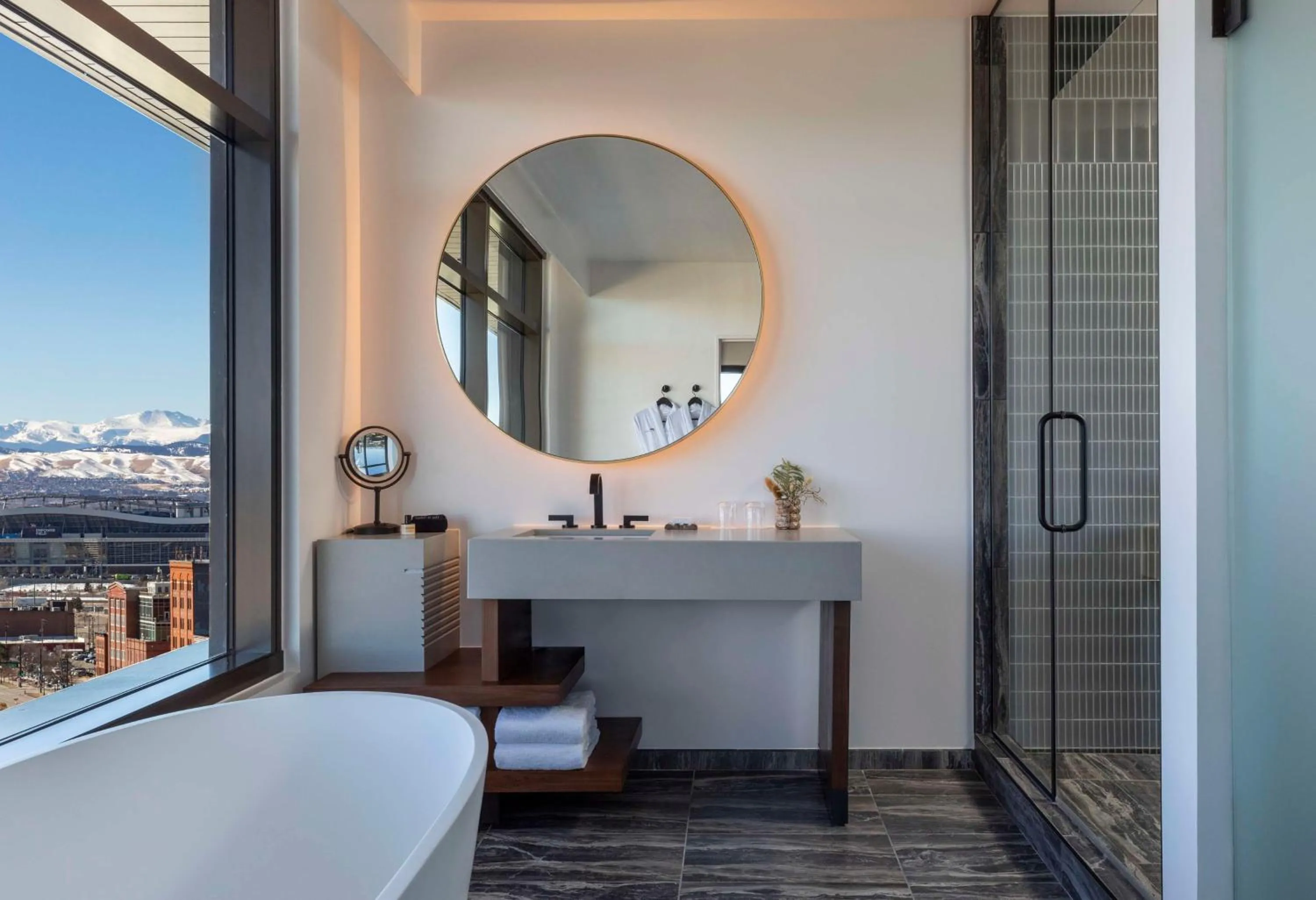 Bathroom, Bed in Thompson Denver, by Hyatt