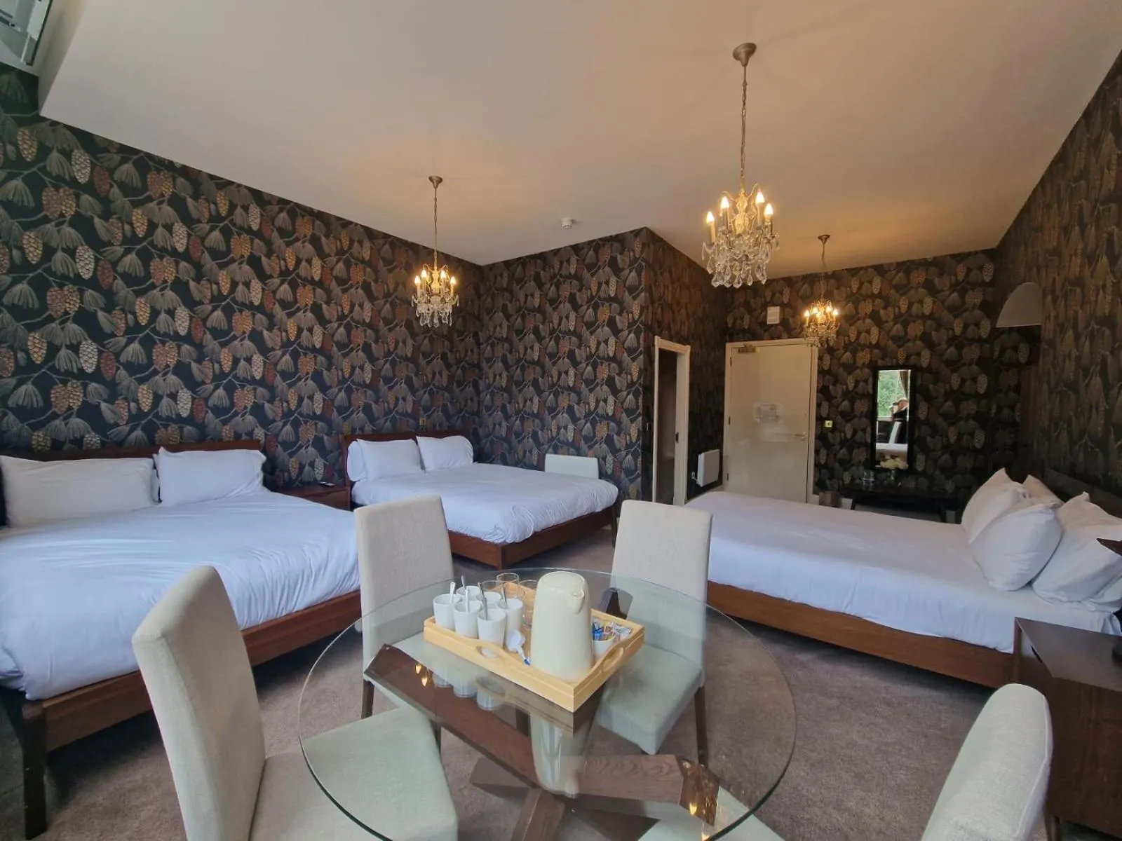 Photo of the whole room, Bed in RainHill Hall Hotel