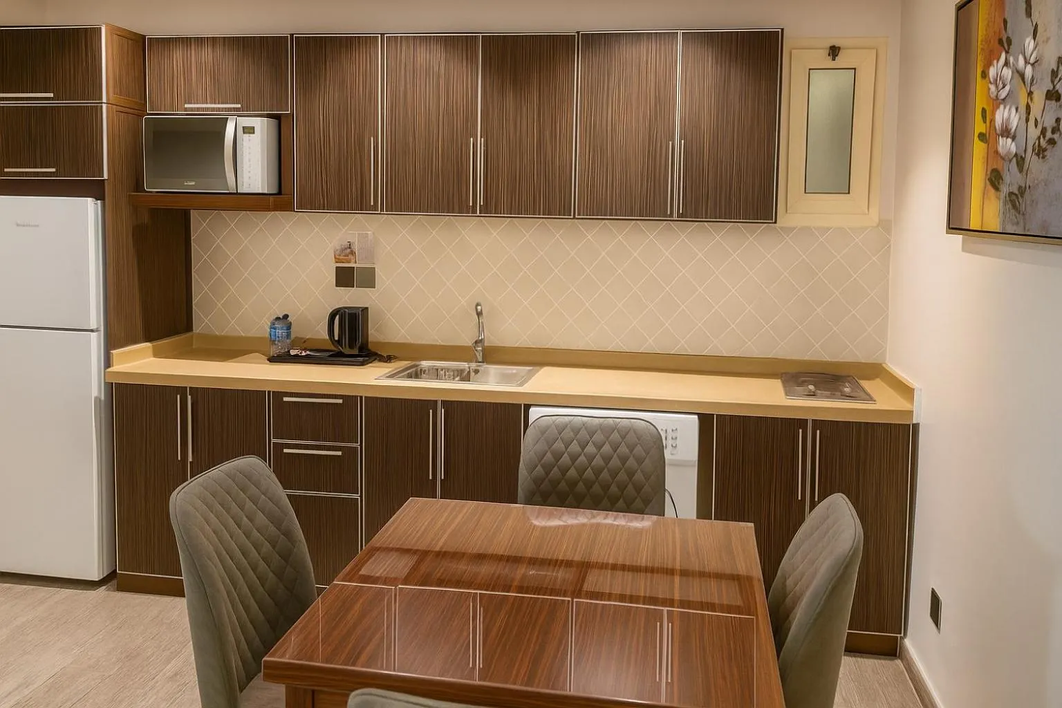 Dining area in Elite Served Apartments Al Cornich