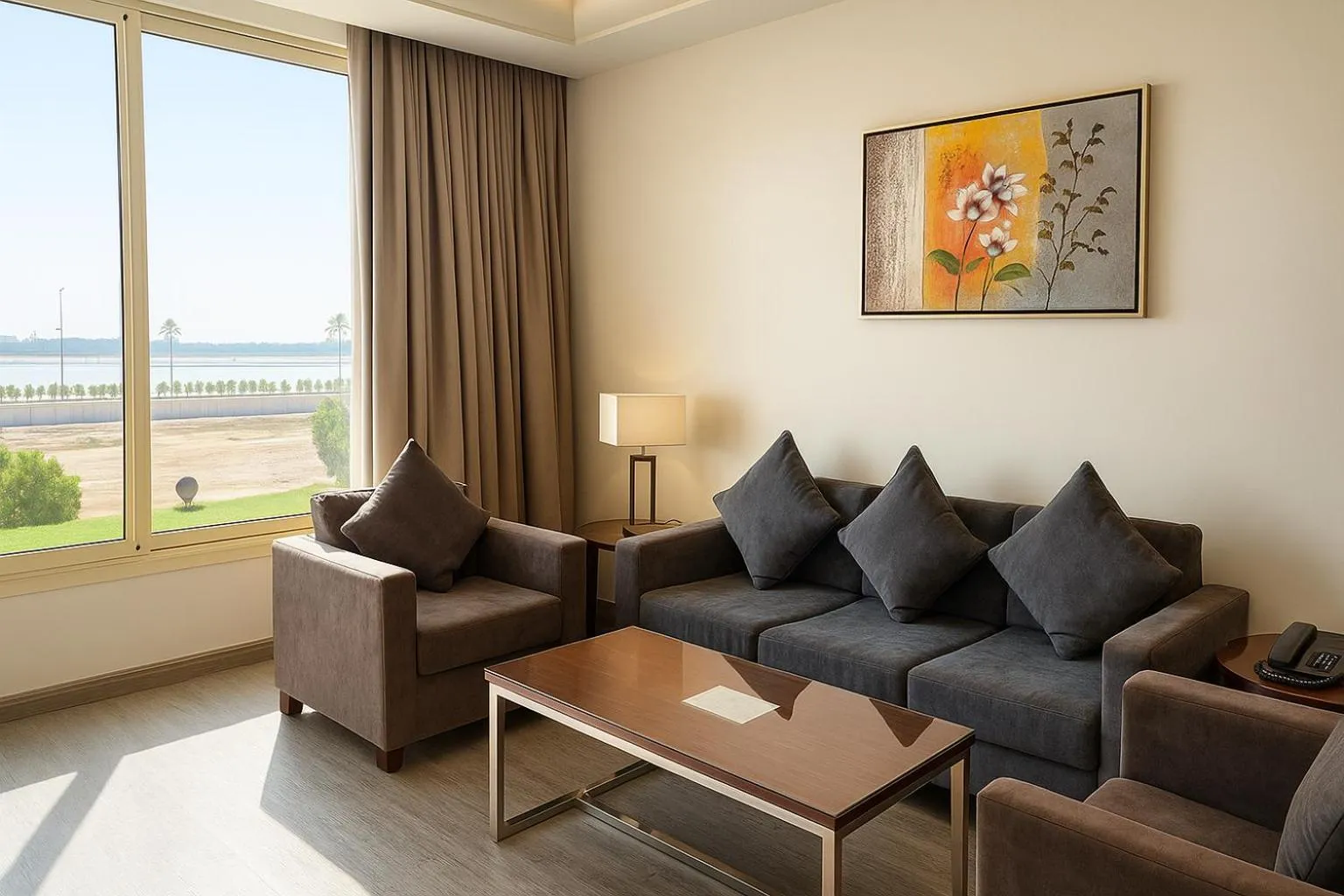 Seating area in Elite Served Apartments Al Cornich