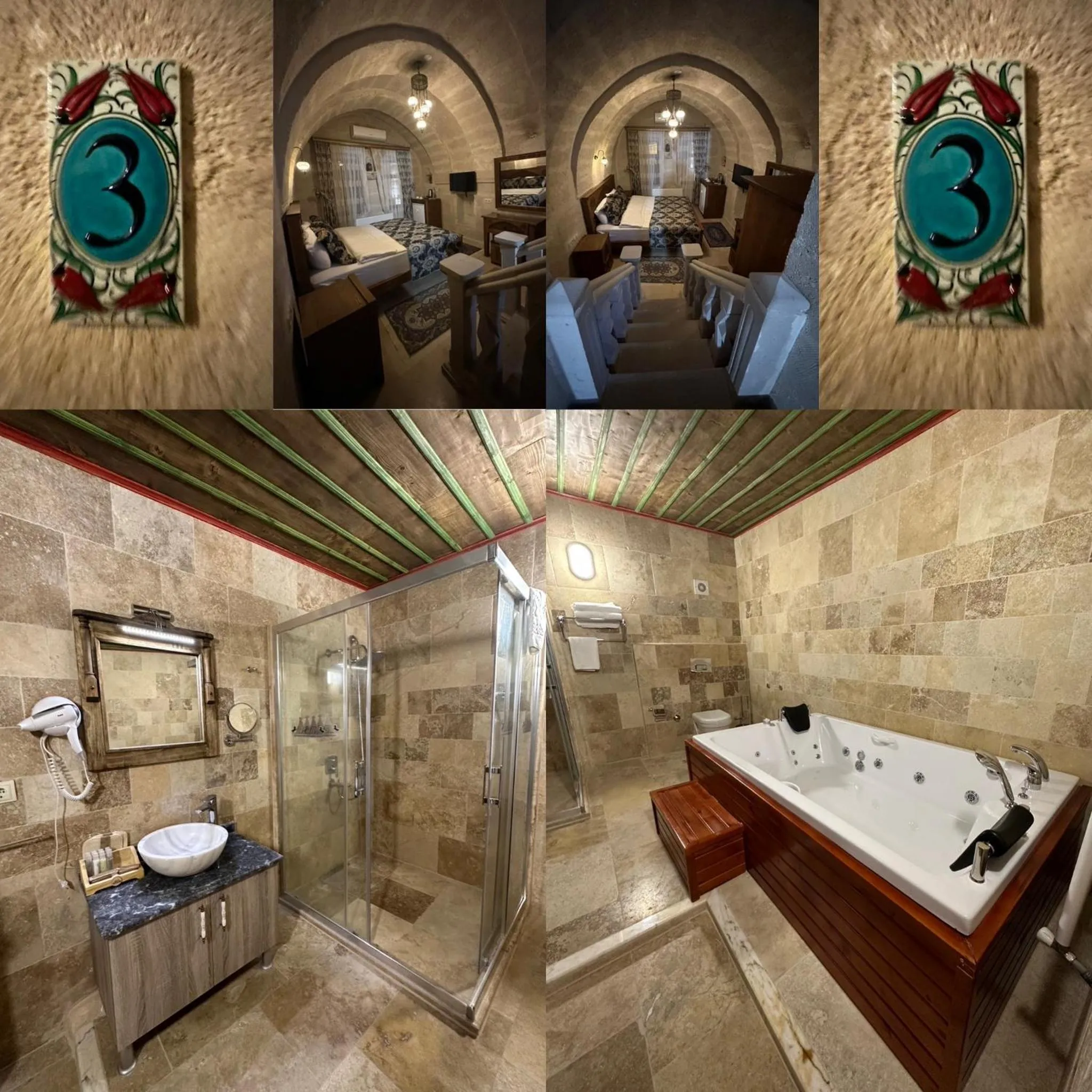 Shower in Underground Cave Suites Hotel