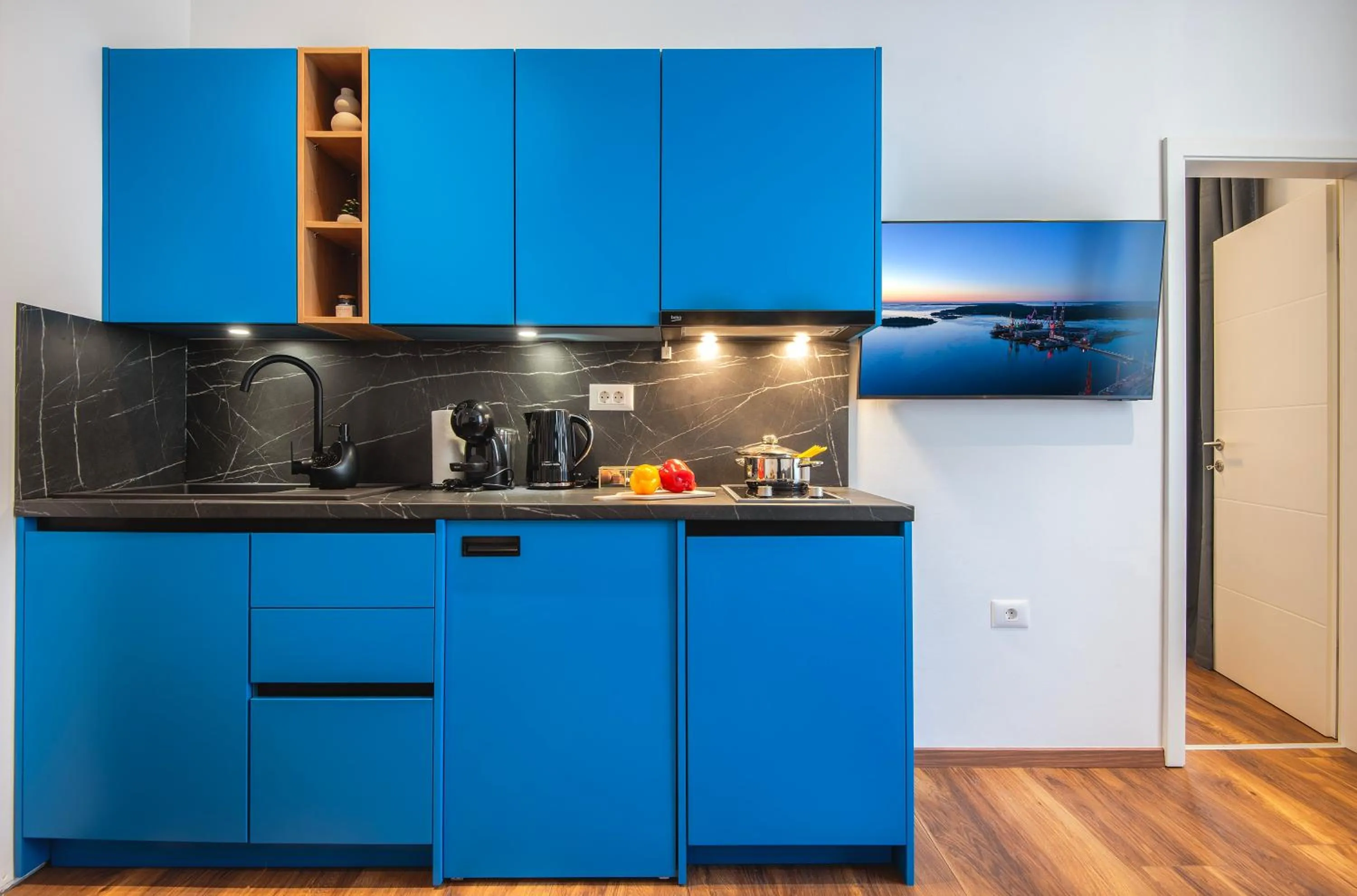 kitchen in D&A Central Luxury Apartments with FREE Parking