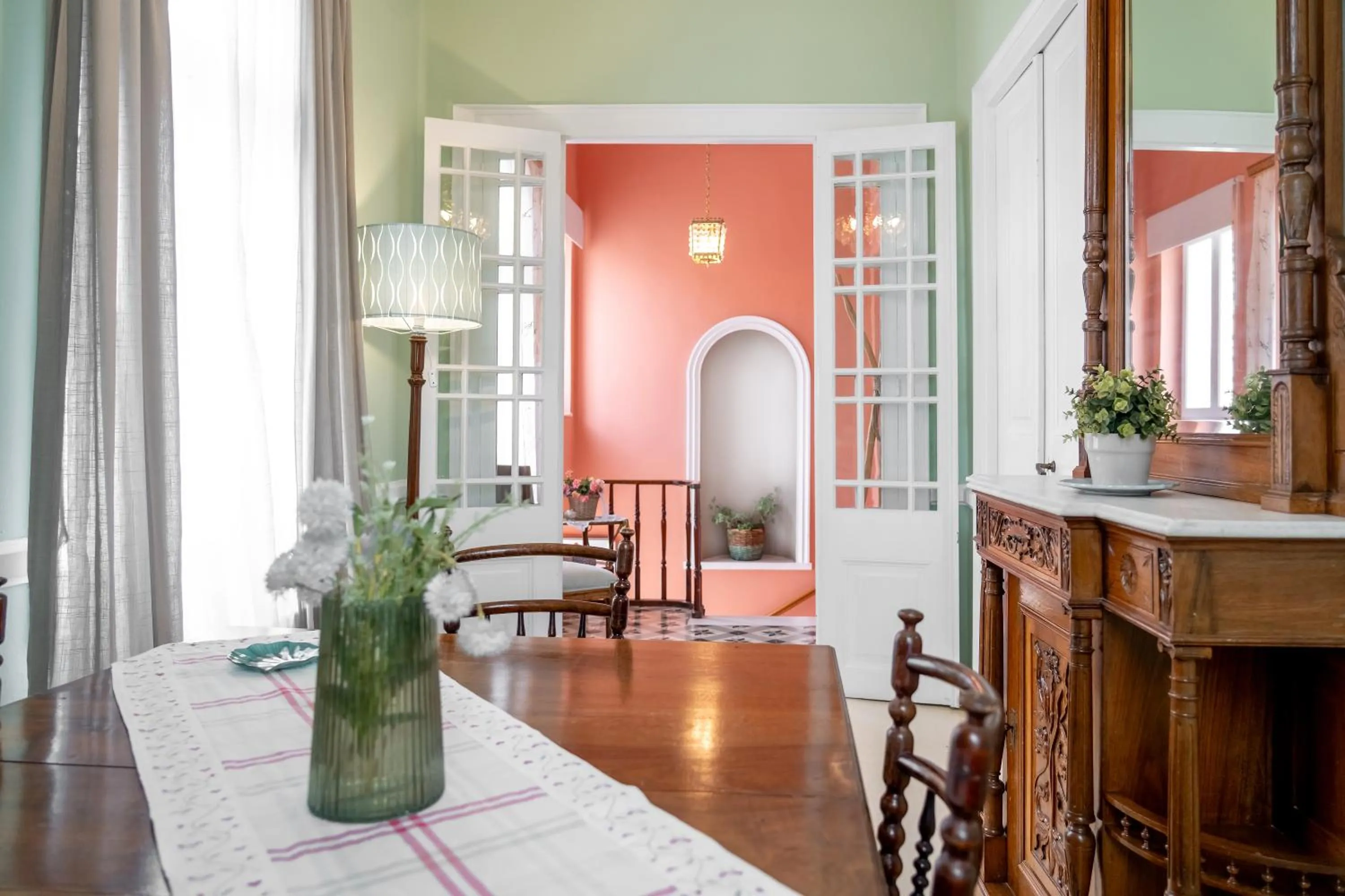 Seating area in Neoclassical Mansion in Andros Town by Explore Andros