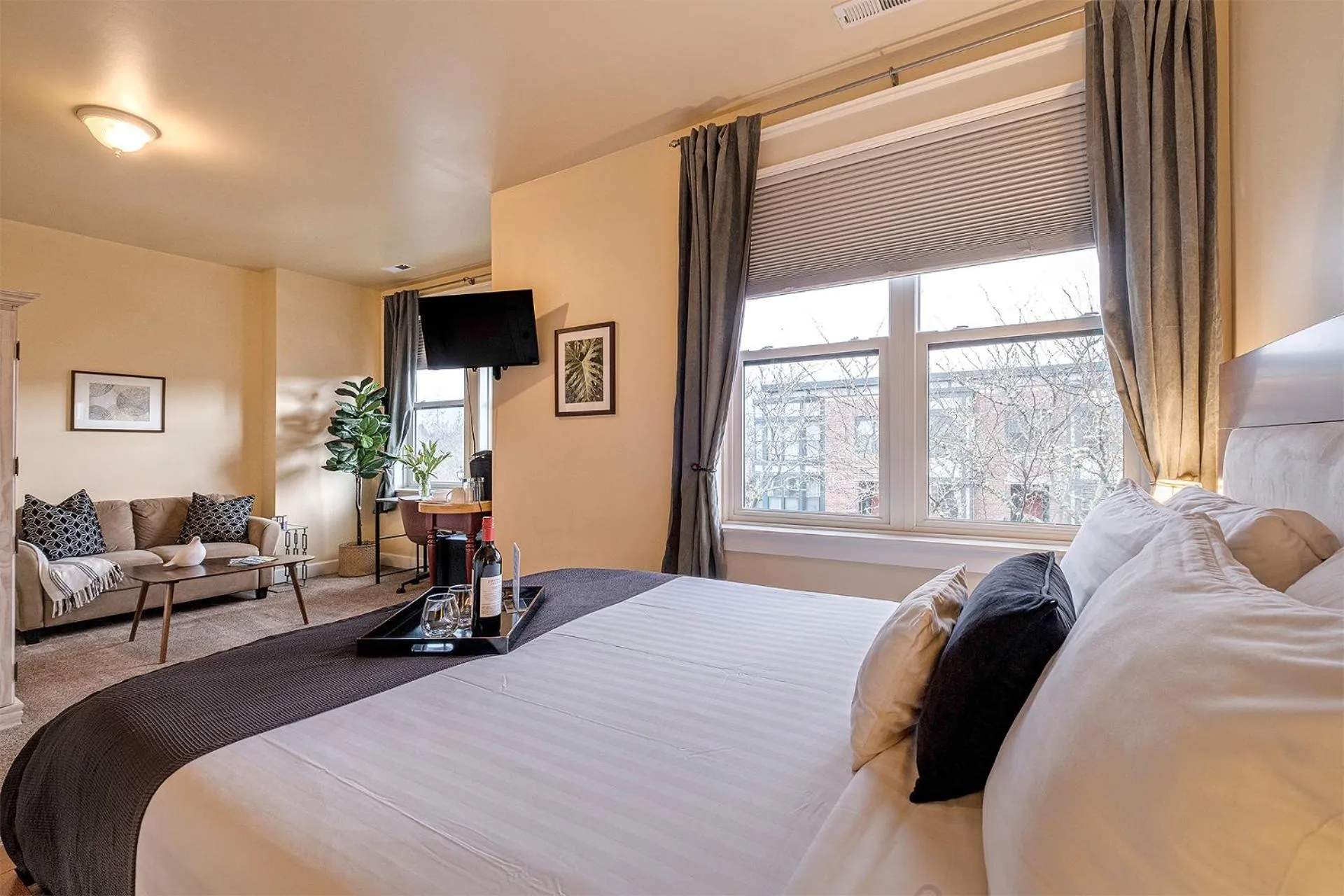 Bed in The Orenco Station Hotel