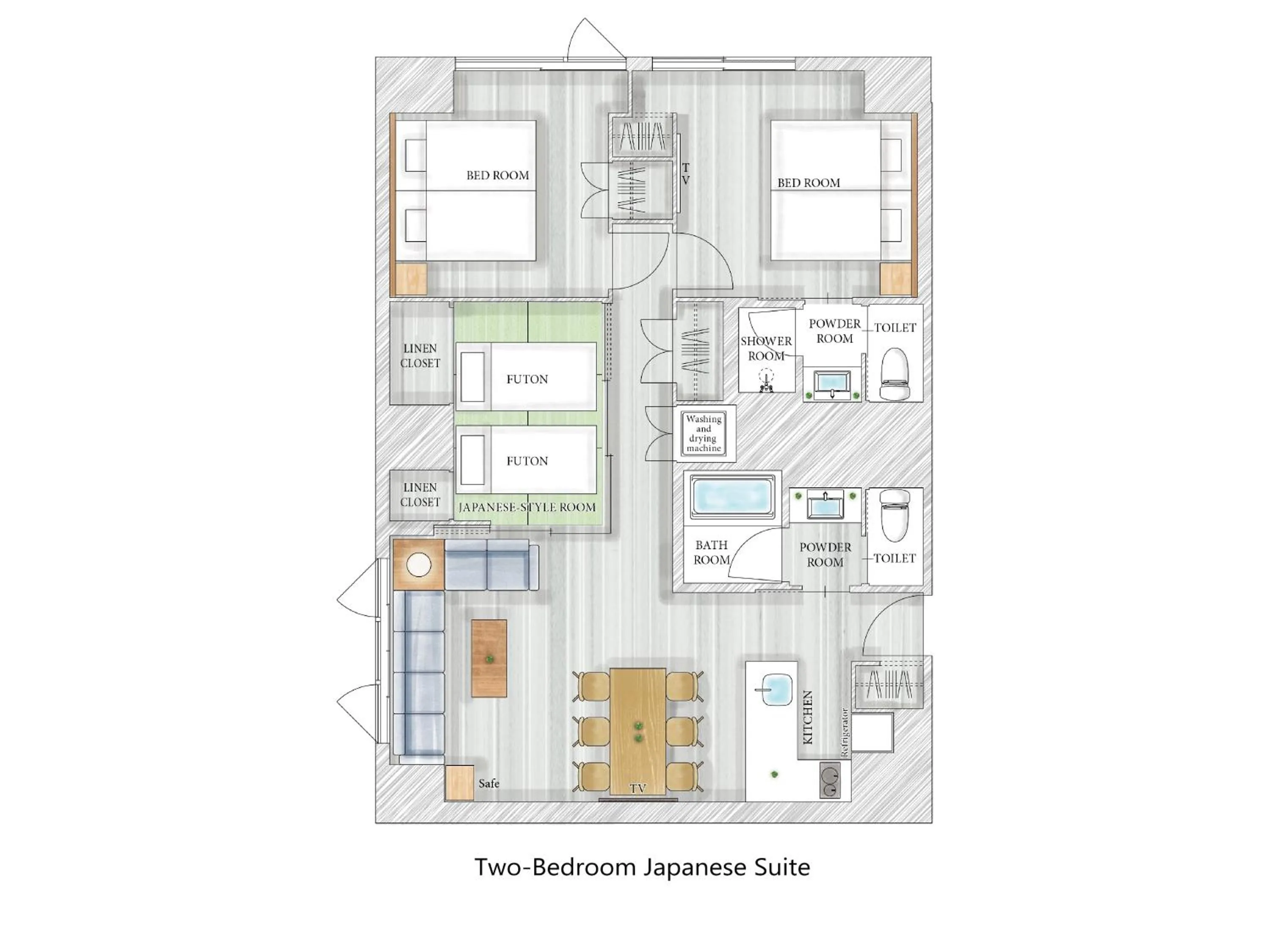 Floor plan in MIMARU SUITES Kyoto Shijo