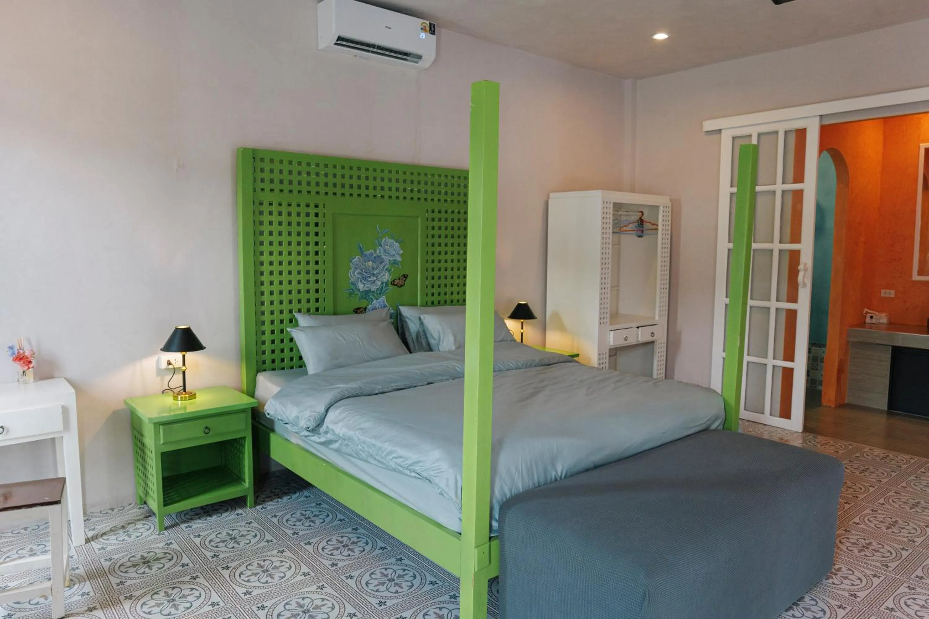 Bedroom, Bed in Watercolours