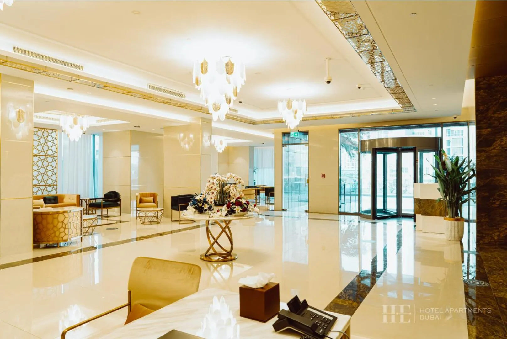 Lobby or reception in HE Hotel Apartments