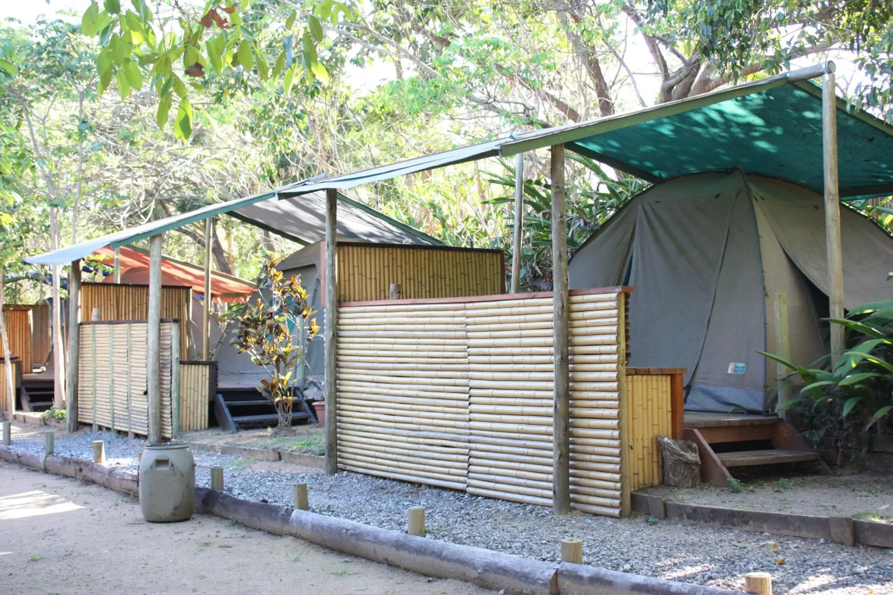 Dome Tent on Wooden Deck in Hazyview Adventure Backpackers Dome Tent on Wooden Deck in Hazyview Adventure Backpackers