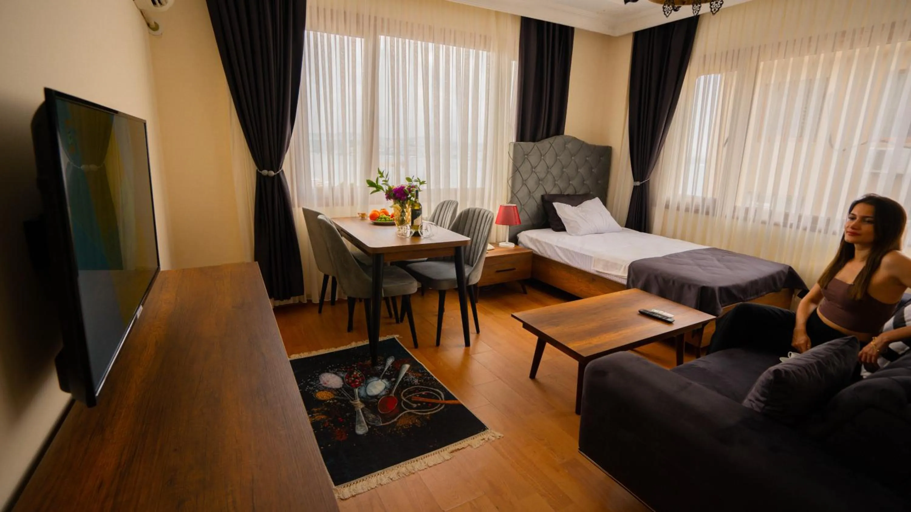 Communal lounge/ TV room, Bed in Istanbul Galata Port Modern Suite & Apartments Taksim