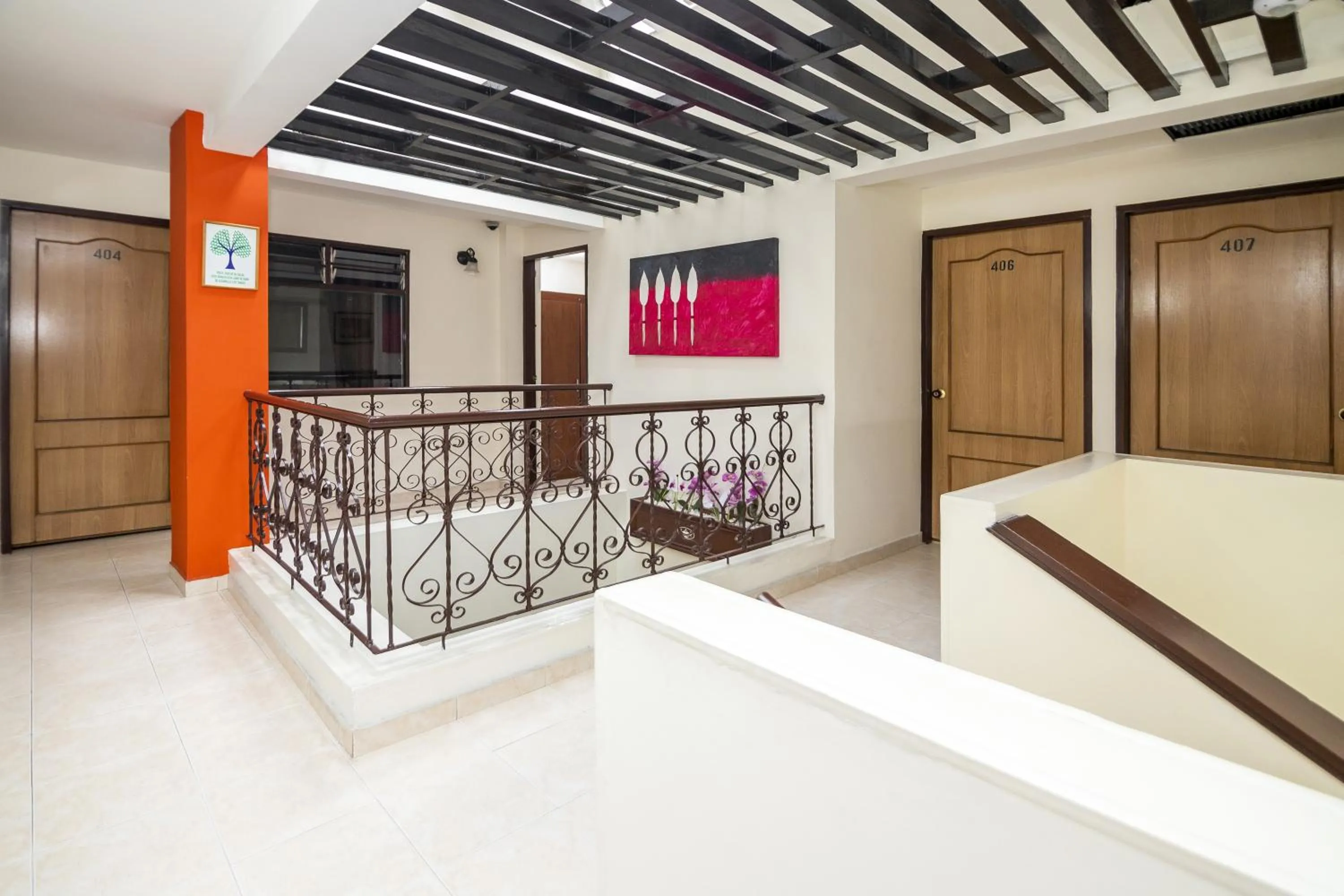 Communal kitchen, Bed in Hotel Los Tunjos