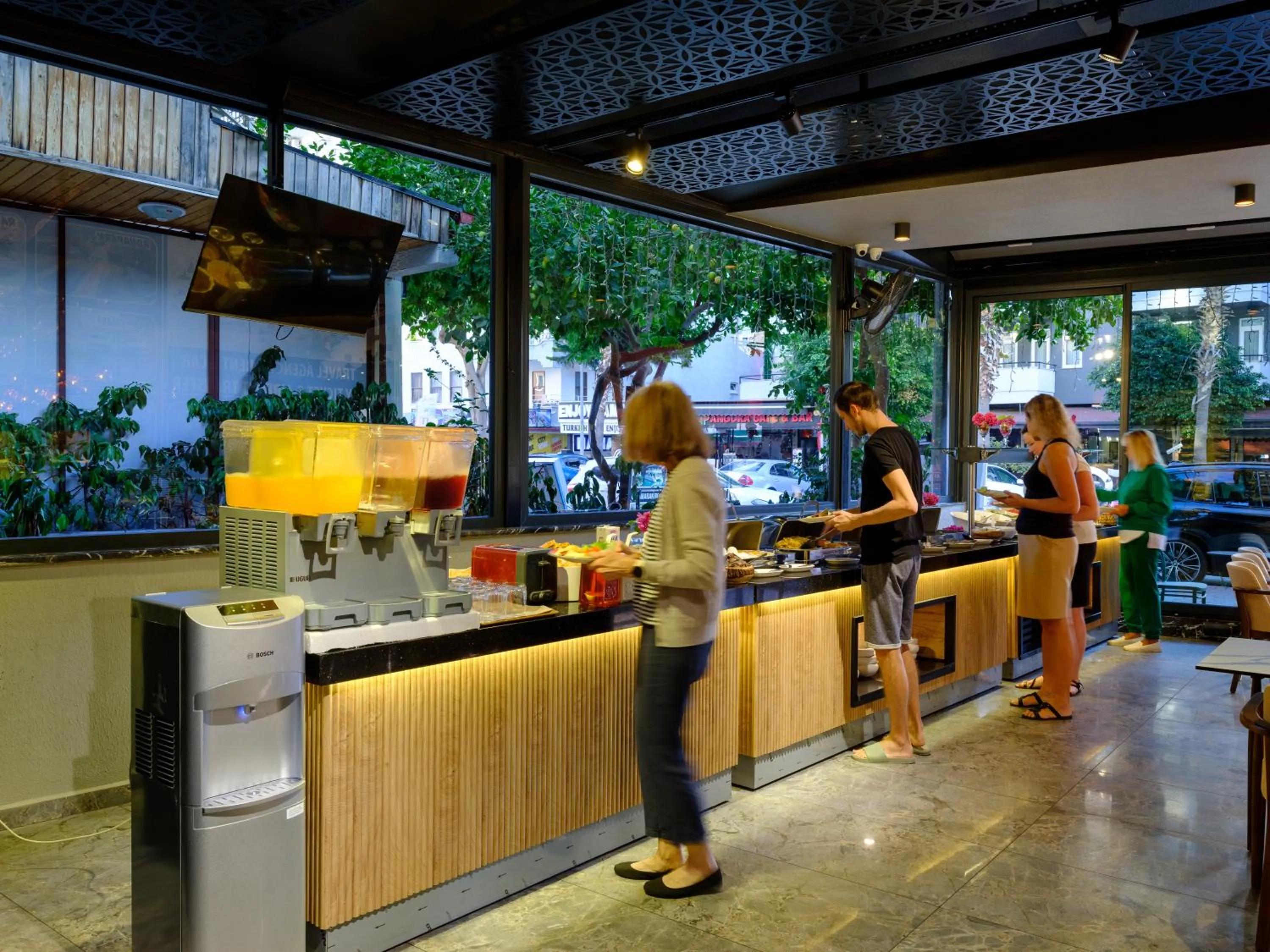 Buffet breakfast in Aria Riva Apart Hotel