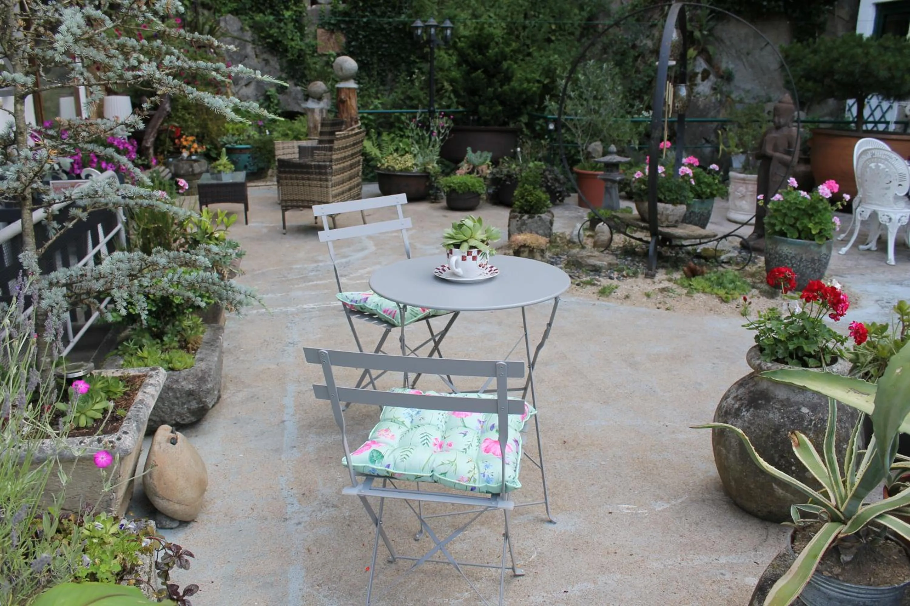 Patio in Chambre Bounty, B&B, cuisine privée, lit queen size, terrasse, parking, garage