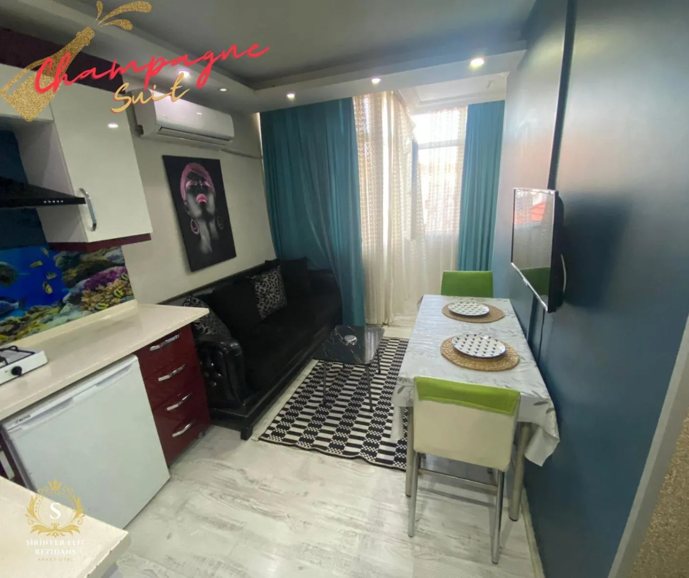 Kitchen or kitchenette in Şirinyer Elit Residance Apart Hotel