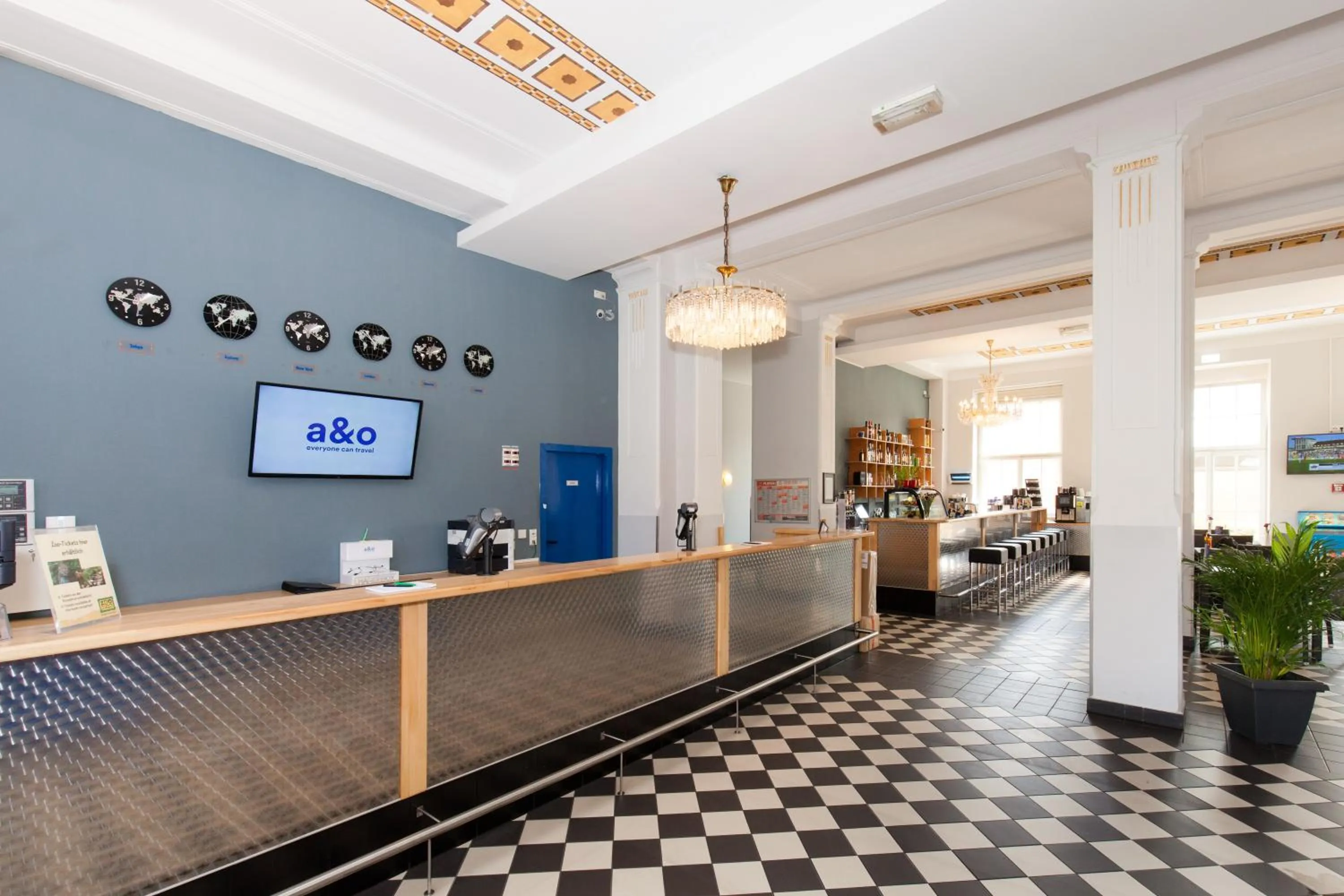 Lobby or reception in a&o Leipzig Hauptbahnhof