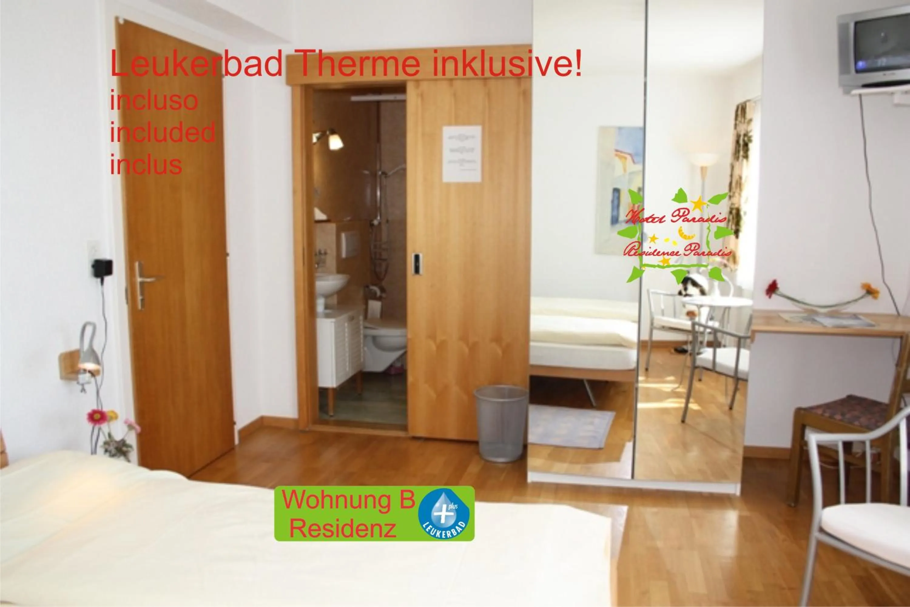 Bedroom, Bed in Hotel Paradis-Leukerbad-Therme